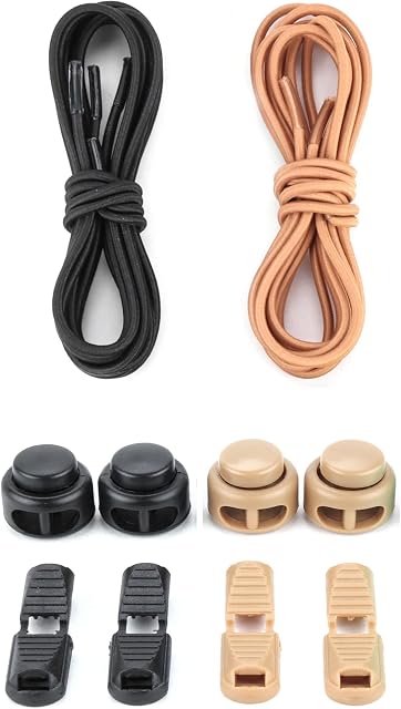 Amazon Brand - HIKARO Elastic Boot Laces-2 Pairs, No Tie Shoelaces for Adults, Heavy Duty Shoe Laces for Hiking Walking Boots