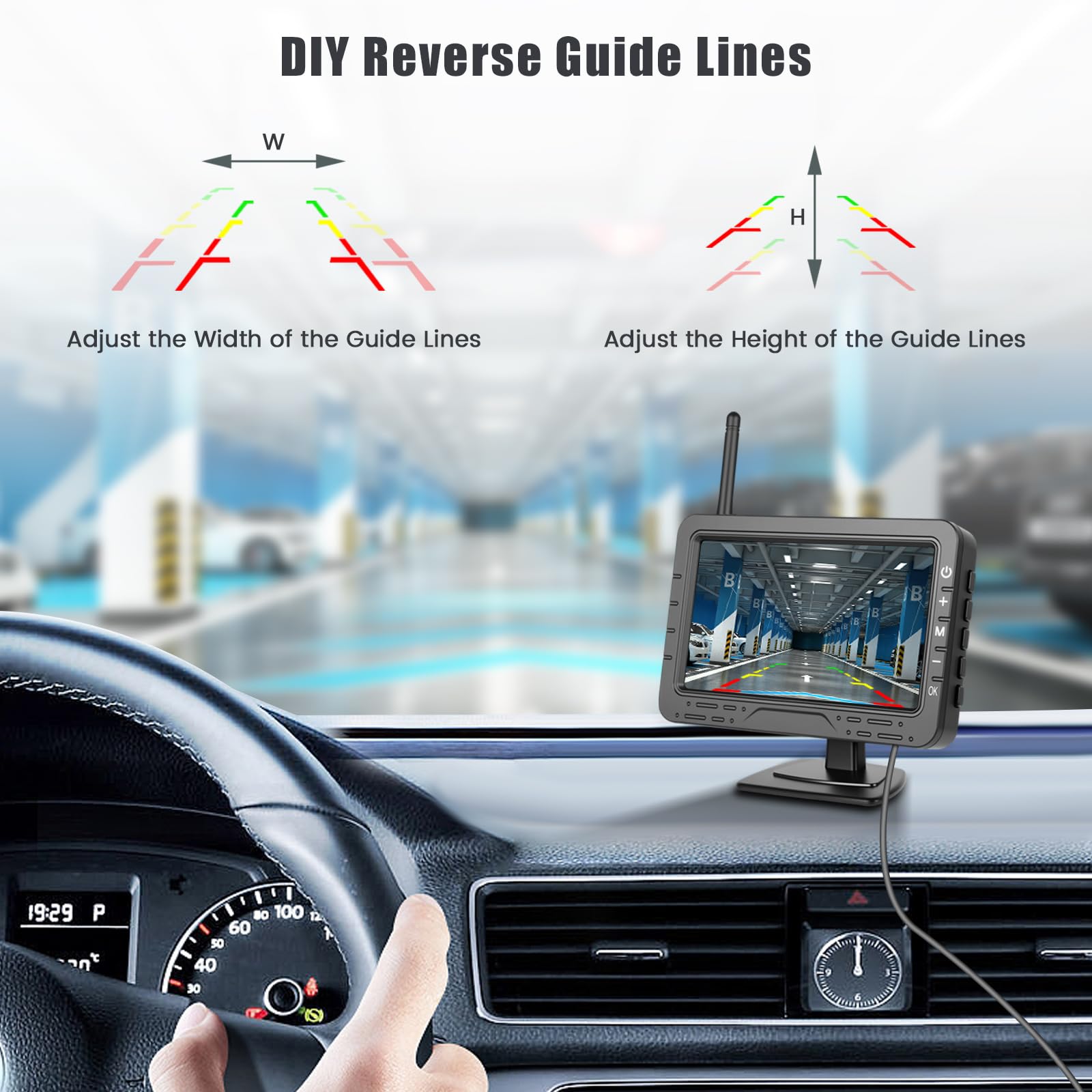 Hikity Kit Telecamera Retromarcia Wireless Schermo 4,3" TN IP68 | Supporto Targa, IR Visione Notturna, per Camion, Furgoni, Camper, 12-24V