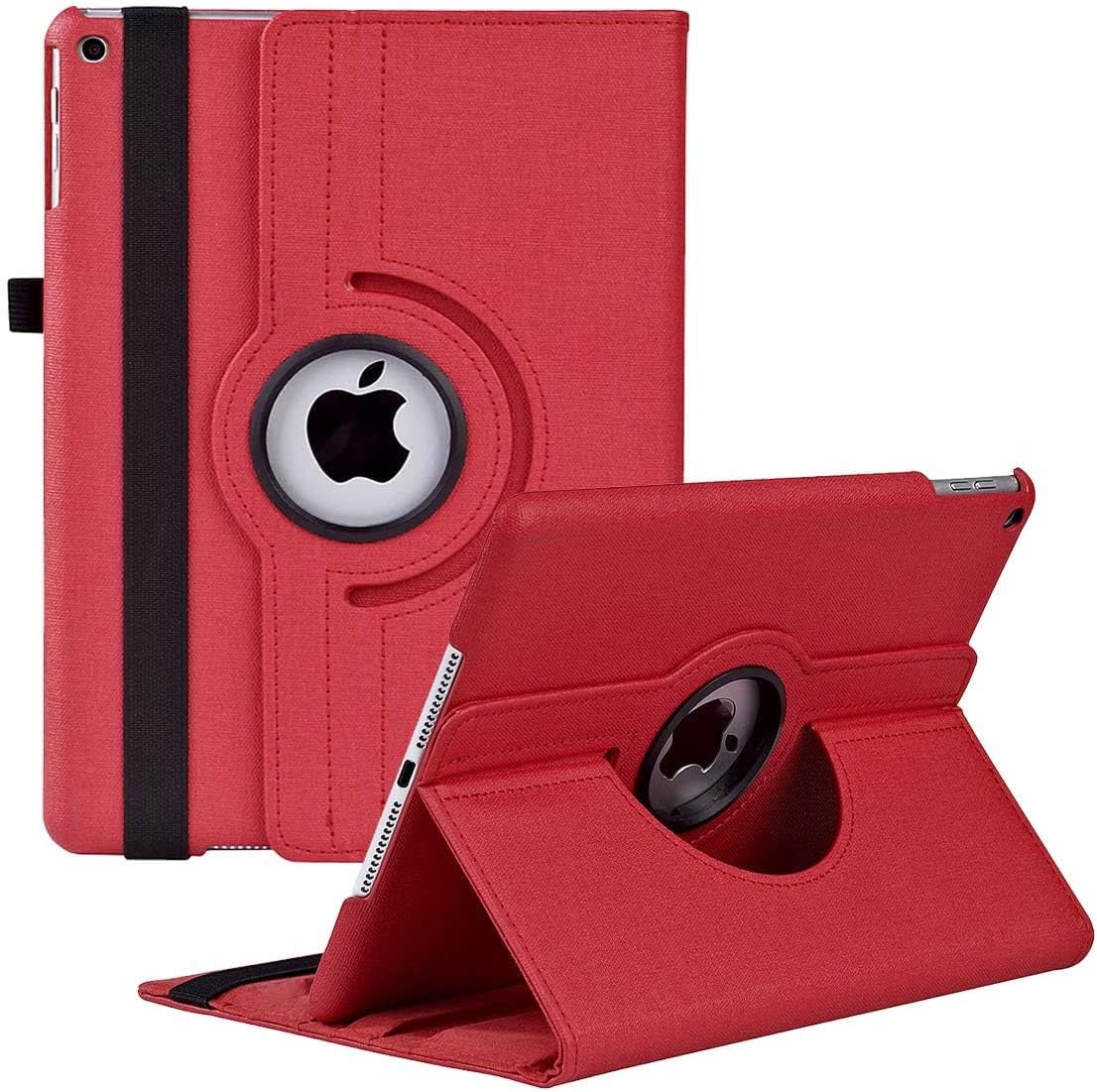 iPad Mini 1/2/3 Case 360 Degree Rotating Stand Case Cover with Auto Sleep/Wake Feature Smart Fashionable Denim Fabrics Cover for iPad Mini 3 case/ipad Mini 2 case/ipad Mini 1 case(Red-NZ)