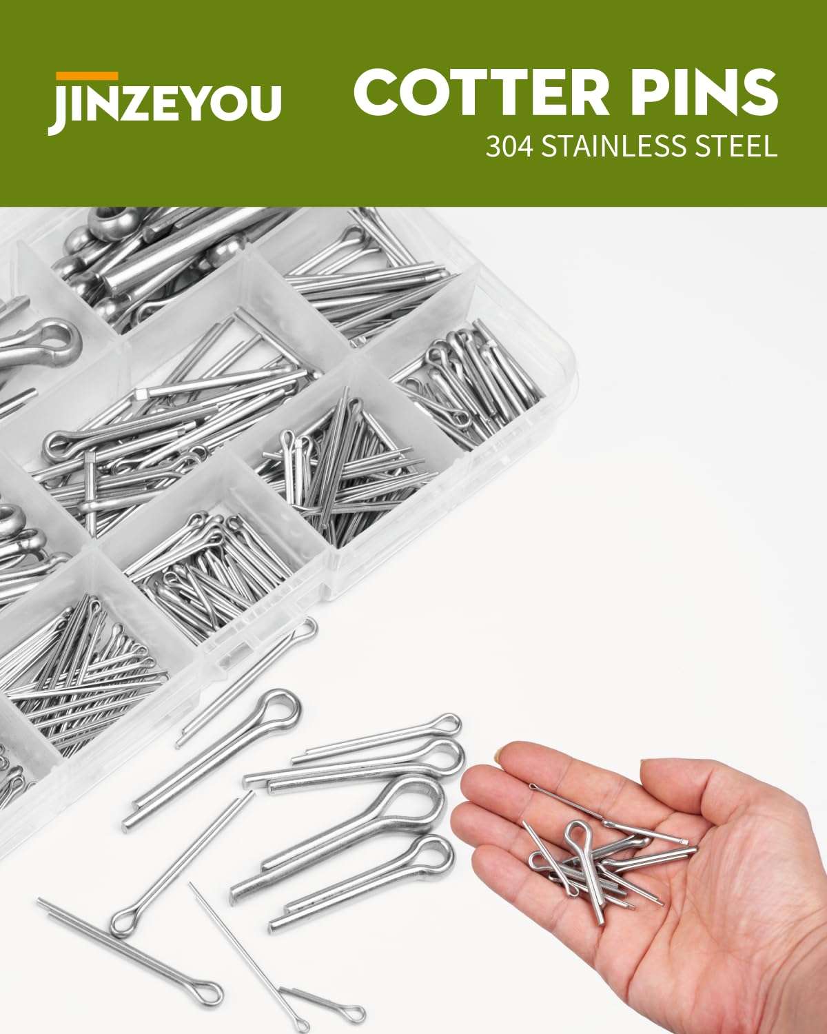 310 Pz Coppiglie Acciaio Inox, Coppiglie Spaccate Cotter Pins, Perni Divisi, Copiglie di Sicurezza Acciaio Inox per Autocarri, Trattori, Tosaerba, Auto, Camper, Meccanici, Garage, Officina