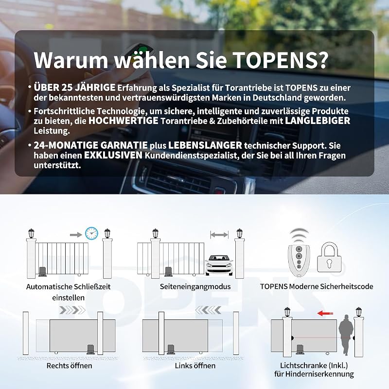 TOPENS RK990T Tolókapu Motor Automatikus Kapunyitó 2 Távirányítóval 1000 kg Teherbírás 12 m Kapuhossz 4 m Fogasléc