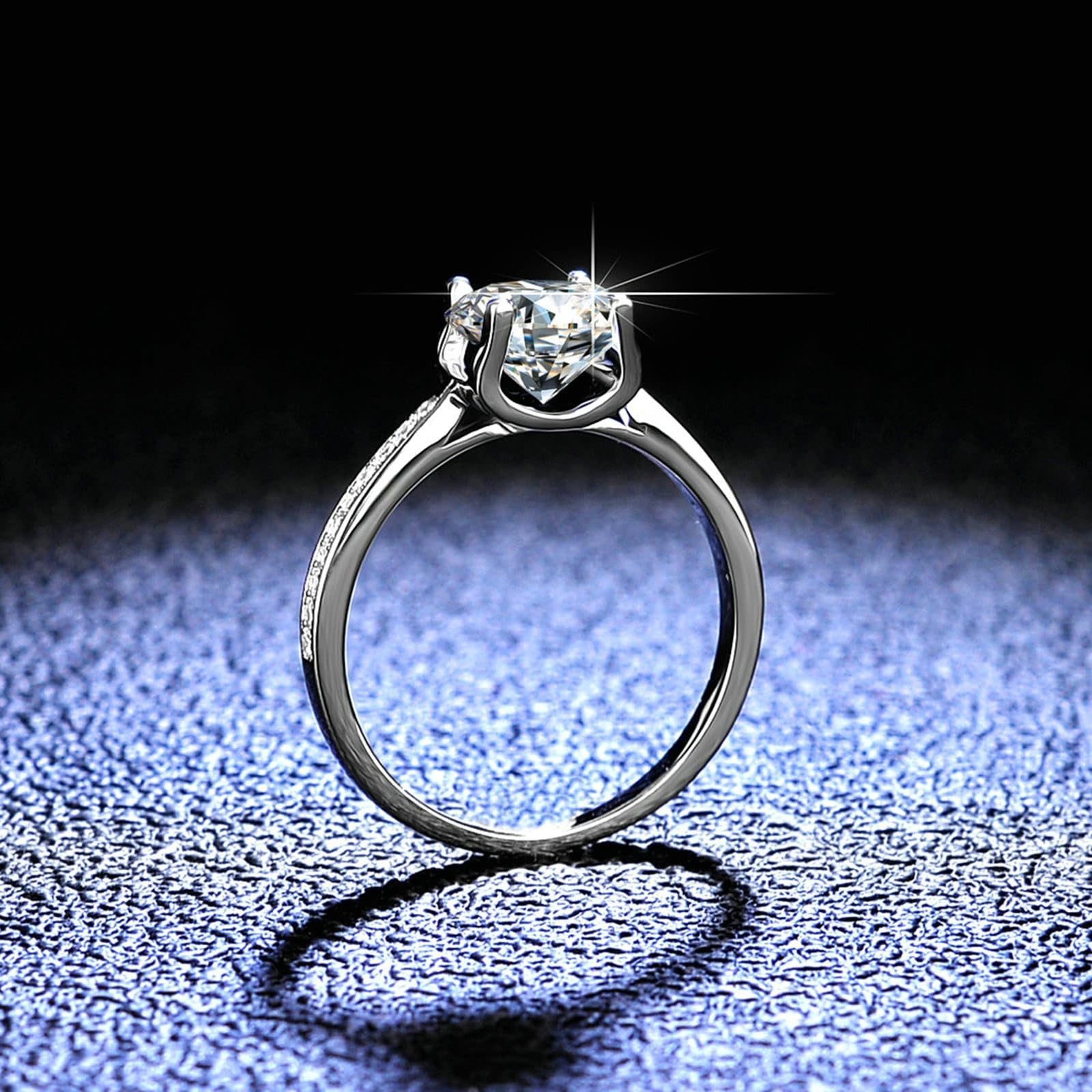 Anillos de boda de platino 950, joyas de oro auténtico, 6 garras con diamante creado en laboratorio, anillos de boda PT950, talla 48 (15,3)