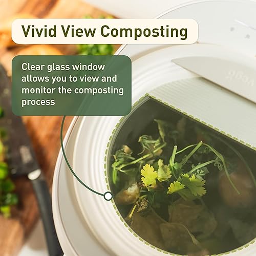 Miniatura 5 de Vego Compostador de cocina, compostador eléctrico de 4 litros, 5 modos de compostaje inteligente a base de peso con aplicación, sin olor, limpieza
