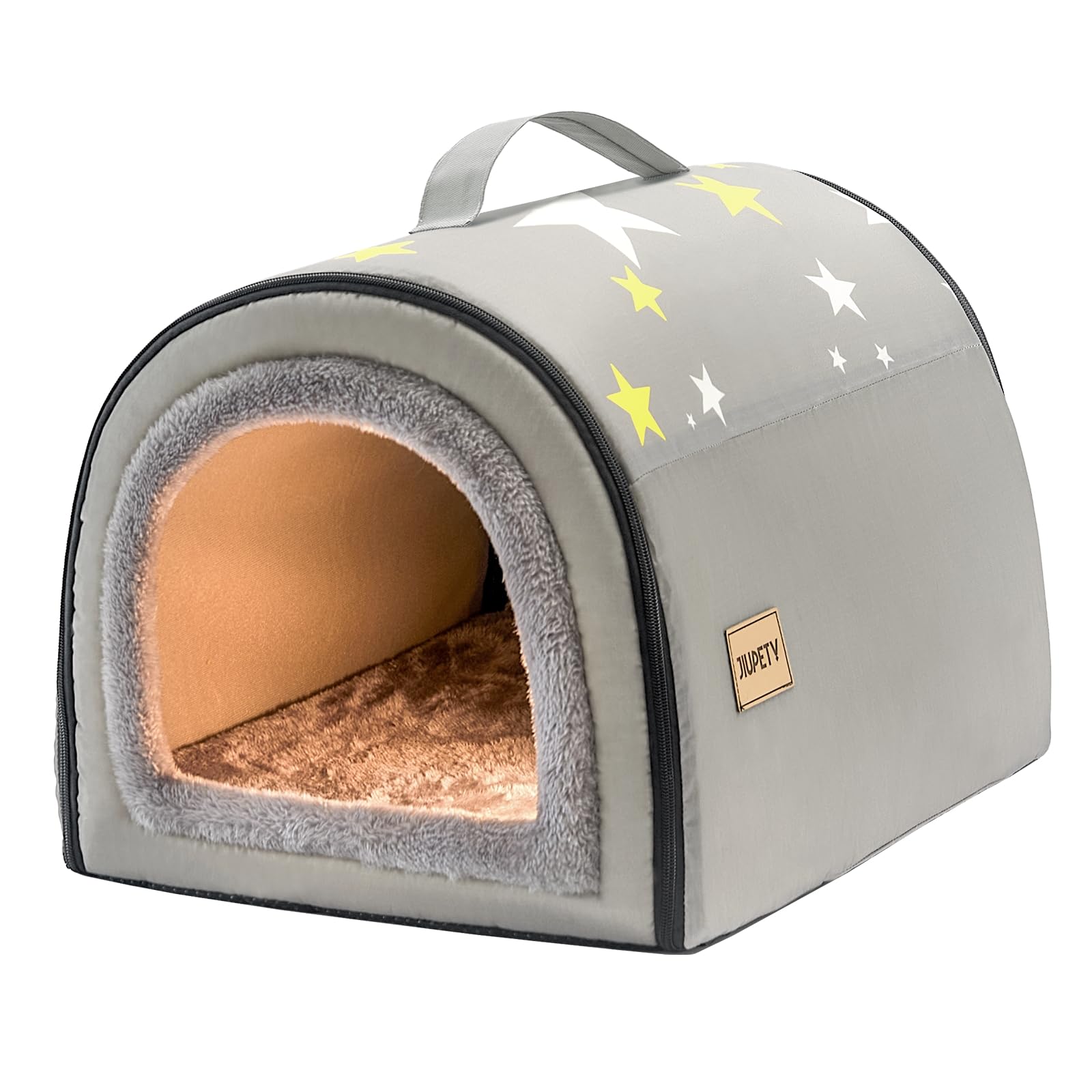 Jiupety Cozy Small Pet Dog House, 2 in 1 Puppy House, S Size for Cat and Puppy, Warm Cave Sleeping Nest for Cats and Dogs, S(14"×12"×11"), Up to 5 Lb,