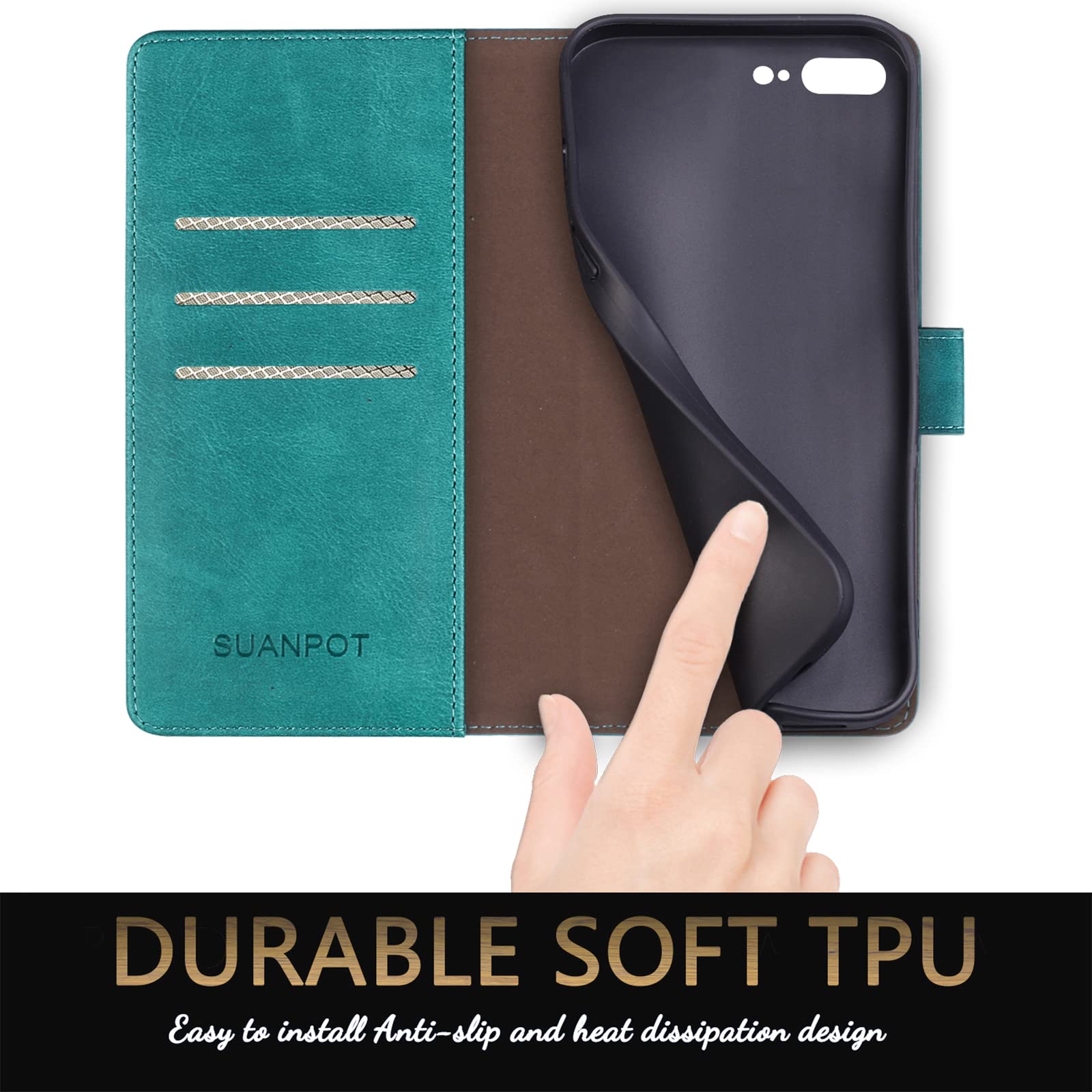 Coque Portefeuille En Cuir Bleu RFID Pour IPhone 7 Plus - Protection Complète Avec Portes Cartes - Neuf