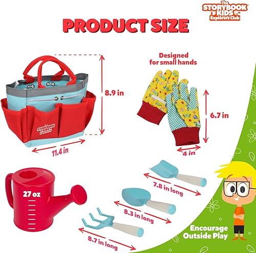 Miniatura 4 de Clever Kid Toys - Set de jardinería para niños con bolsa resistente, regadera, pala, rastrillo y espátula