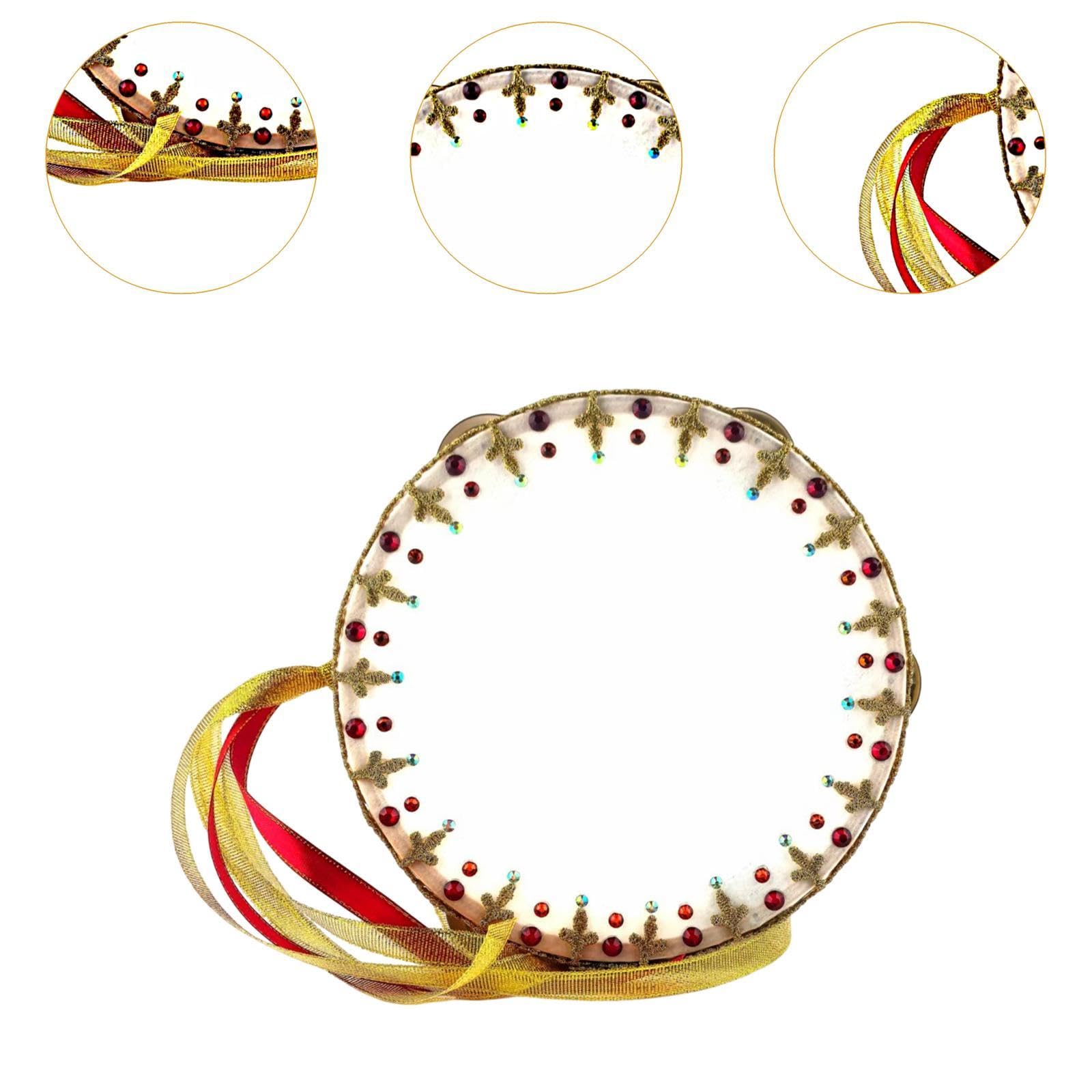 Ballet Tamburin Handgefertigtes Tanzinstrument Percussion Holztamburin Handtrommel für Lernen für Tanzunterricht Heimdekoration Aufführung, 6 Inch