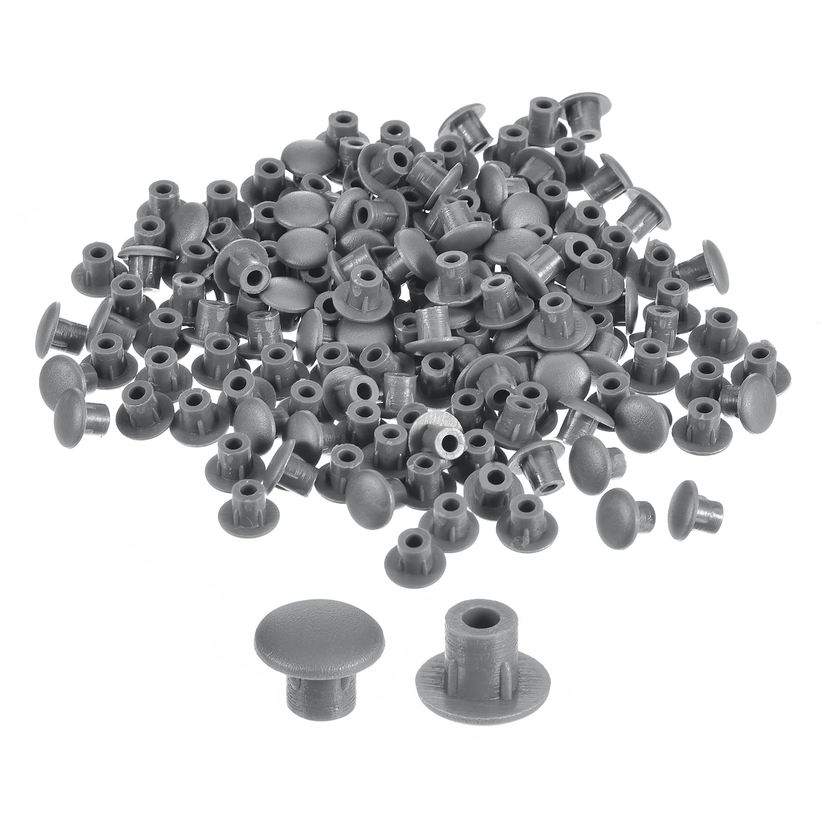 uxcell 400Pcs Screw Hole Plugs, 5mm(3/16") Dia Plastic Snap in Shelf Button Flush Type Caps for Furniture Cabinet Cupboard, Dark Grey