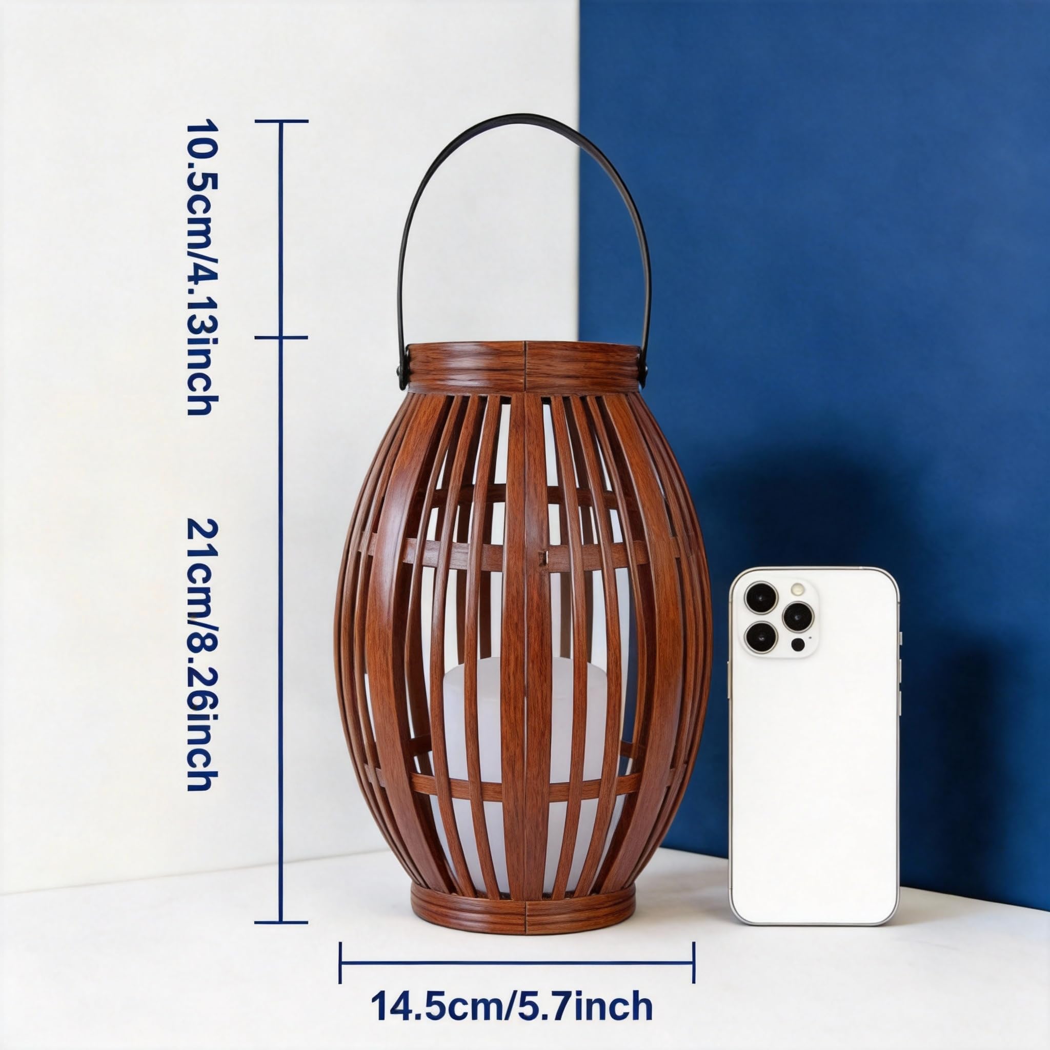 Confezione da 2 lanterne a energia solare con luce LED, design decorativo in tessuto, naturale e nero, per appendere all'aperto