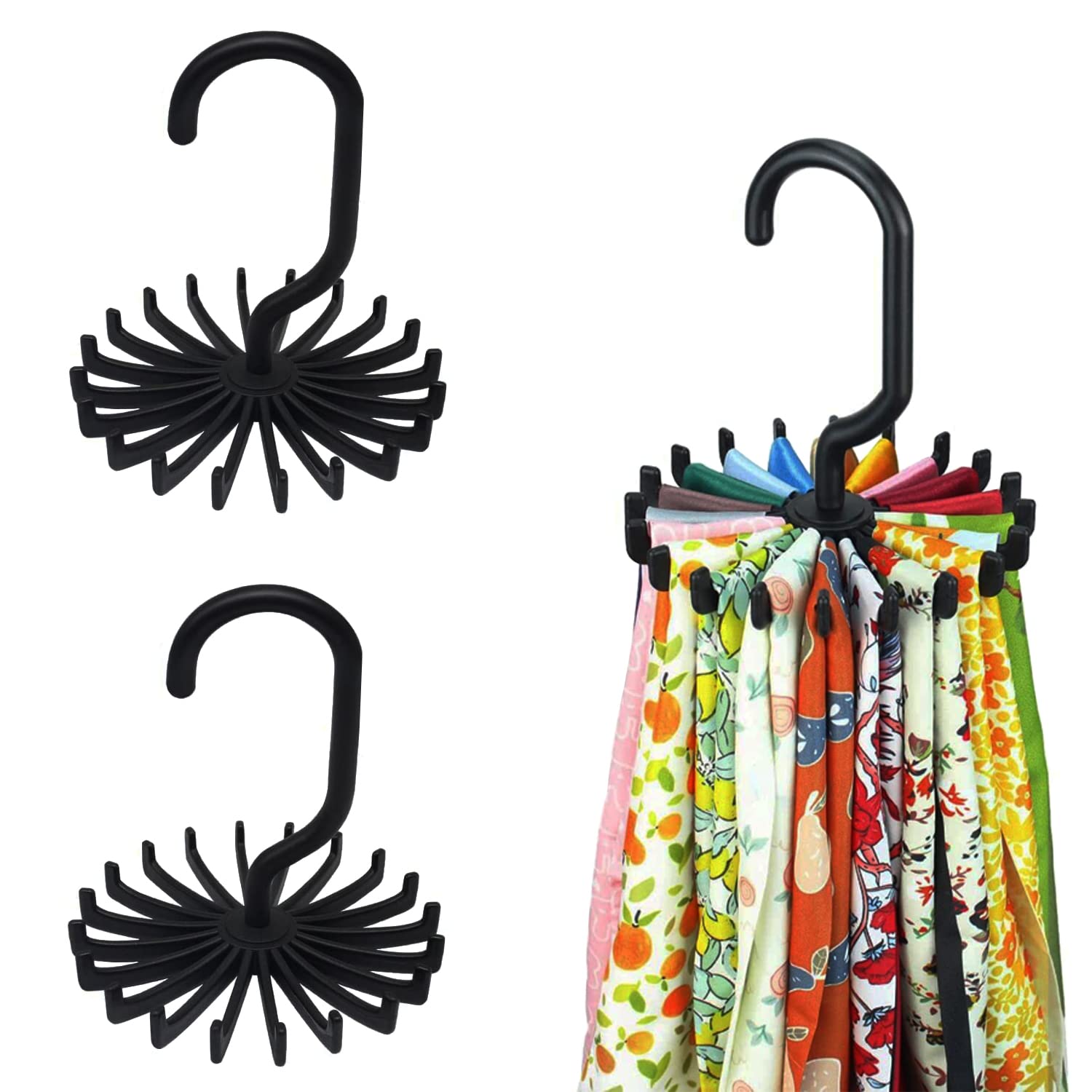 2X Multifunction Non-slip 360 Degrees Rotating Scarf Tie Hanger Rack Organizer