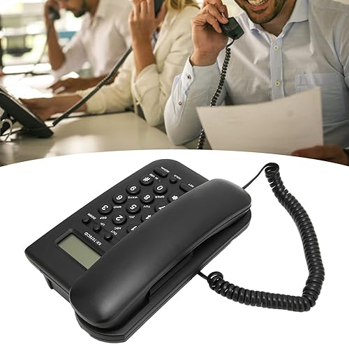 Miniatura 5 de Teléfono con cable, teléfono fijo con cable de escritorio con altavoz para negocios, identificación de llamadadevolución de llamadas, teléfono fijo