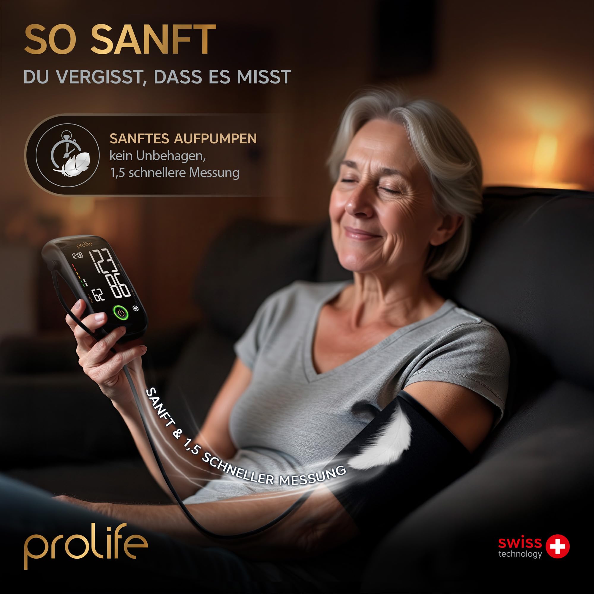prolife PX7 Premium Blutdruckmessgerät Oberarm mit AFib, Digitales Blutdruckmessgerät mit App, Blutdruckmessgerät Bluetooth, Blutdruckmanschette