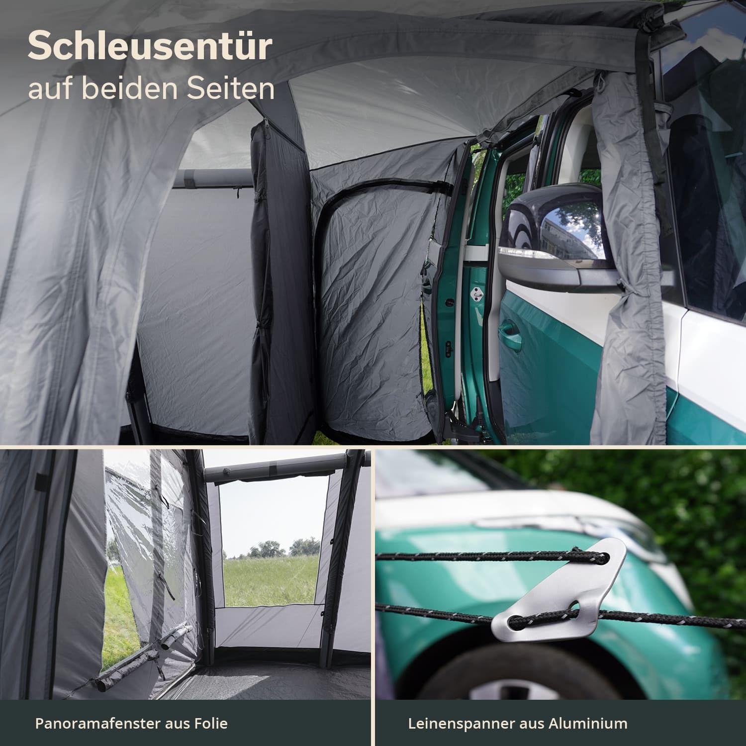 Skandika Busvorzelt Vejers/Esbjerg | Vorzelt aufblasbar, freistehend, 2 m Stehhöhe, wasserfest, 3000 mm Wassersäule, Tunnelzelt, Buszelt, Luftzelt, Luftvorzelt | Zelt für Auto Bus Van Bulli