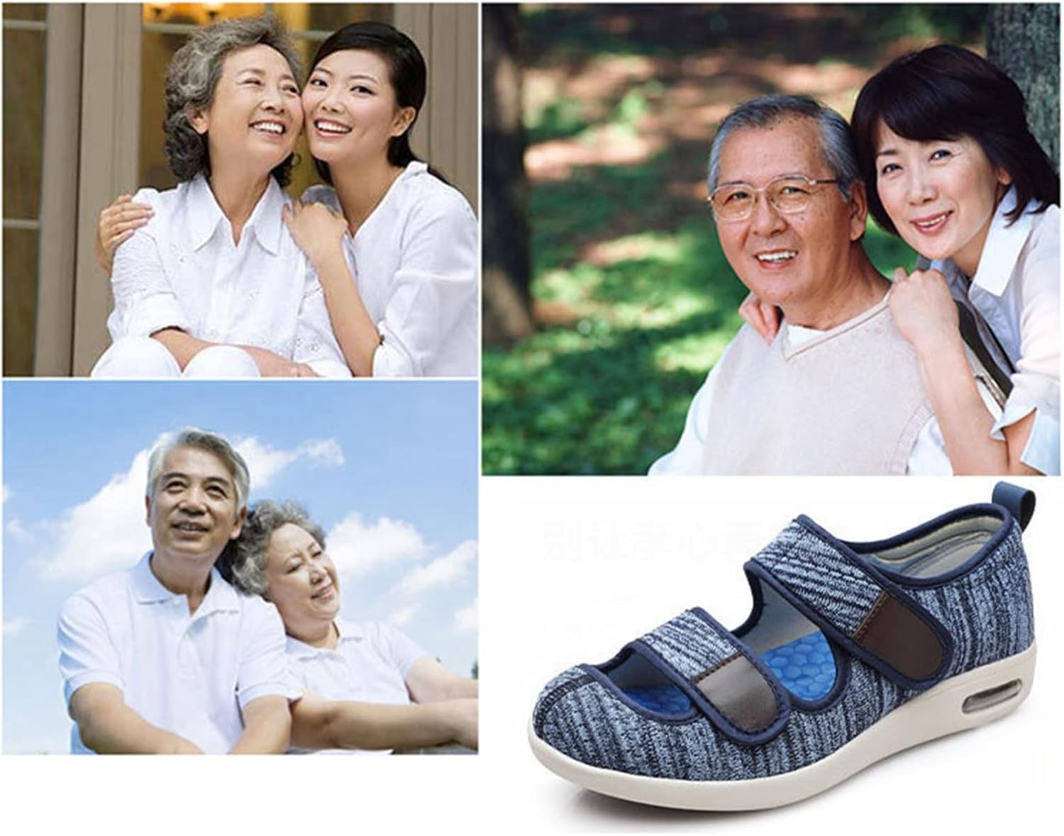 Yytcsjz Womens Summer Adjustable Diabetic Shoes, Comfy Extra Wide Orthopedic Shoes Fit Swollen Feet, Fattening and Widening, for Diabetic and Edema Elderly (Color : Grey, Foot Length : 24.5cm)