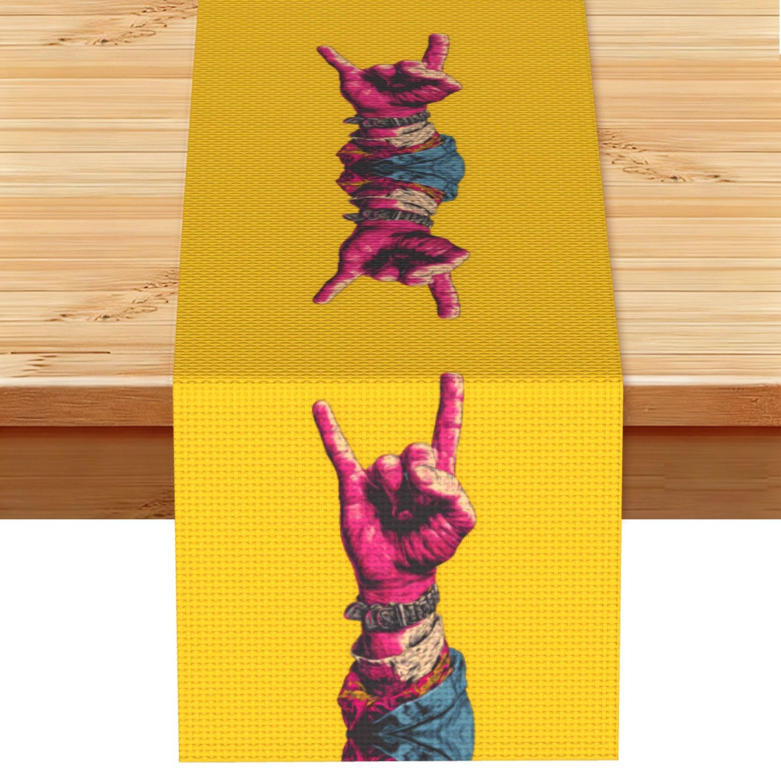 gesture Linen Feel Table Runner Wedding Party Home Decoration