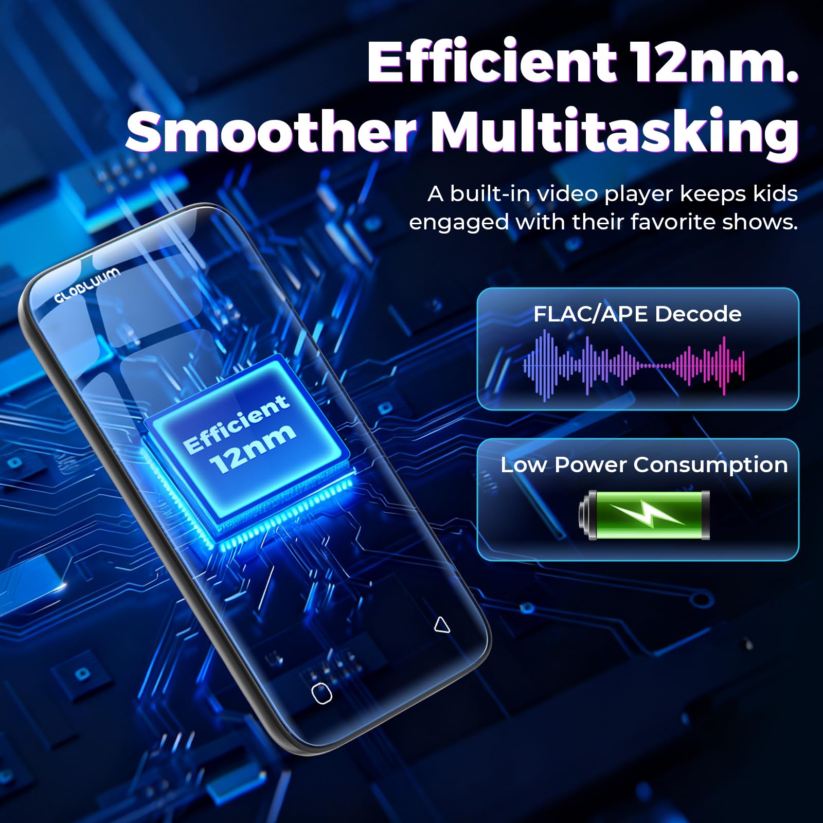 Reproductor MP3 de 96 GB con Bluetooth 5.0 y WiFi, reproductor de música con Spotify, Audible, Amazon Music, Pandora, Libby, Spotify Kids, pantalla táctil de 4 pulgadas, reproductor de MP4 Android con