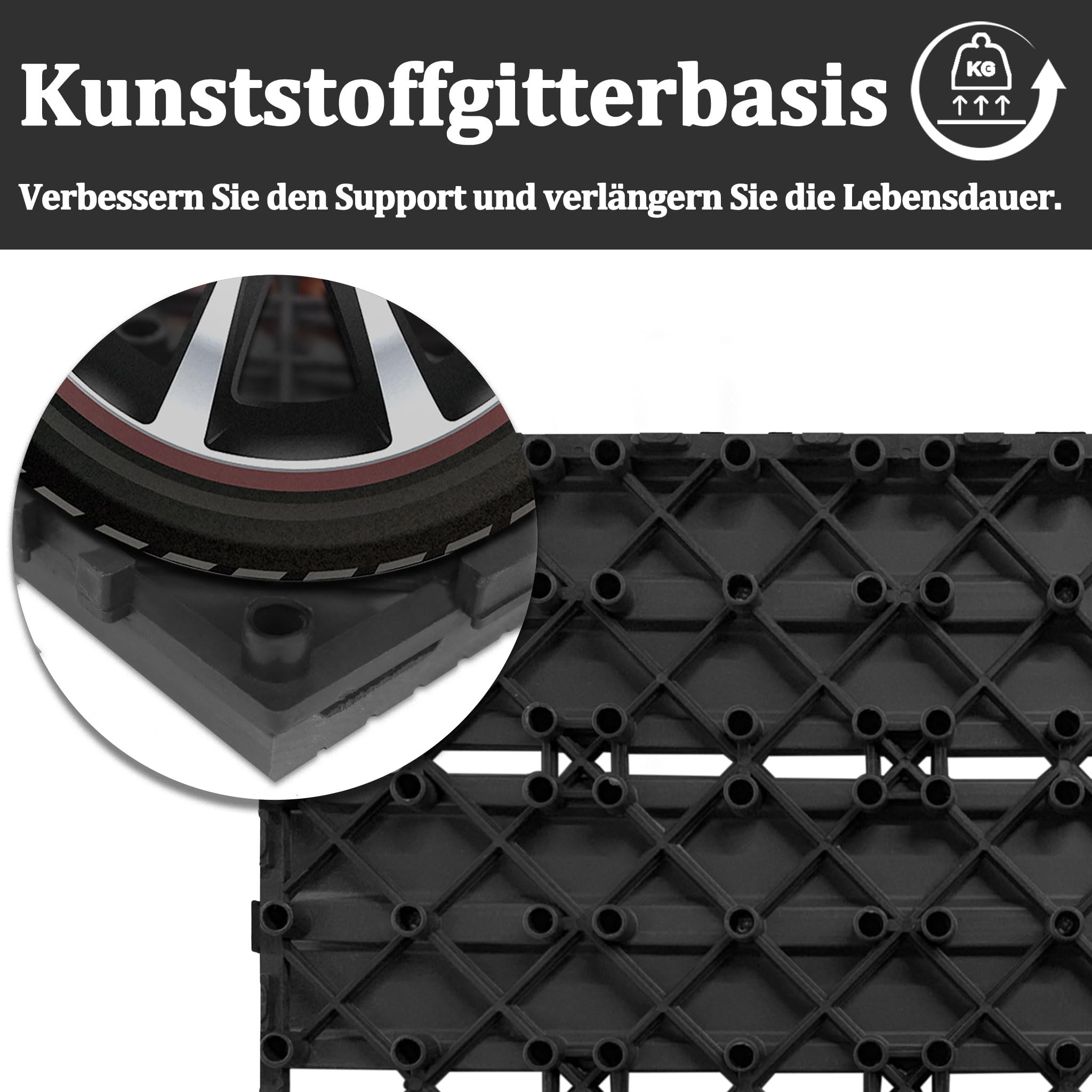 Aufun 6 Stück WPC Terrassenfliesen Kunststoff Bodenfliese Gartenfliesen Klickfliesen Holzoptik mit klicksystem, 30x60cm Filterbares Wasser Premium Fliese Terrassendielen für Balkon (1 m², Anthrazit)