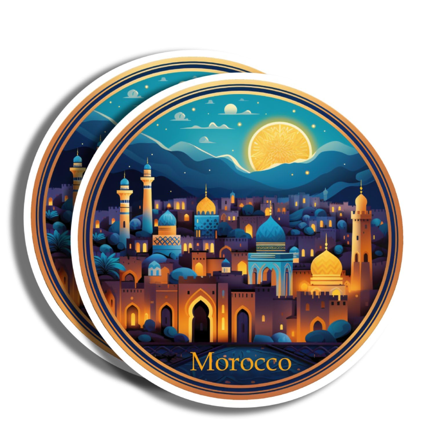 Morocco Stickers - 5" Decal - Famous Landmarks - for Luggage, Laptop, Water Bottle, Car, Scrapbooking - Morocco Souvenir - 130+ Options to Choose from - Latex Printed - Made in USA PLS486