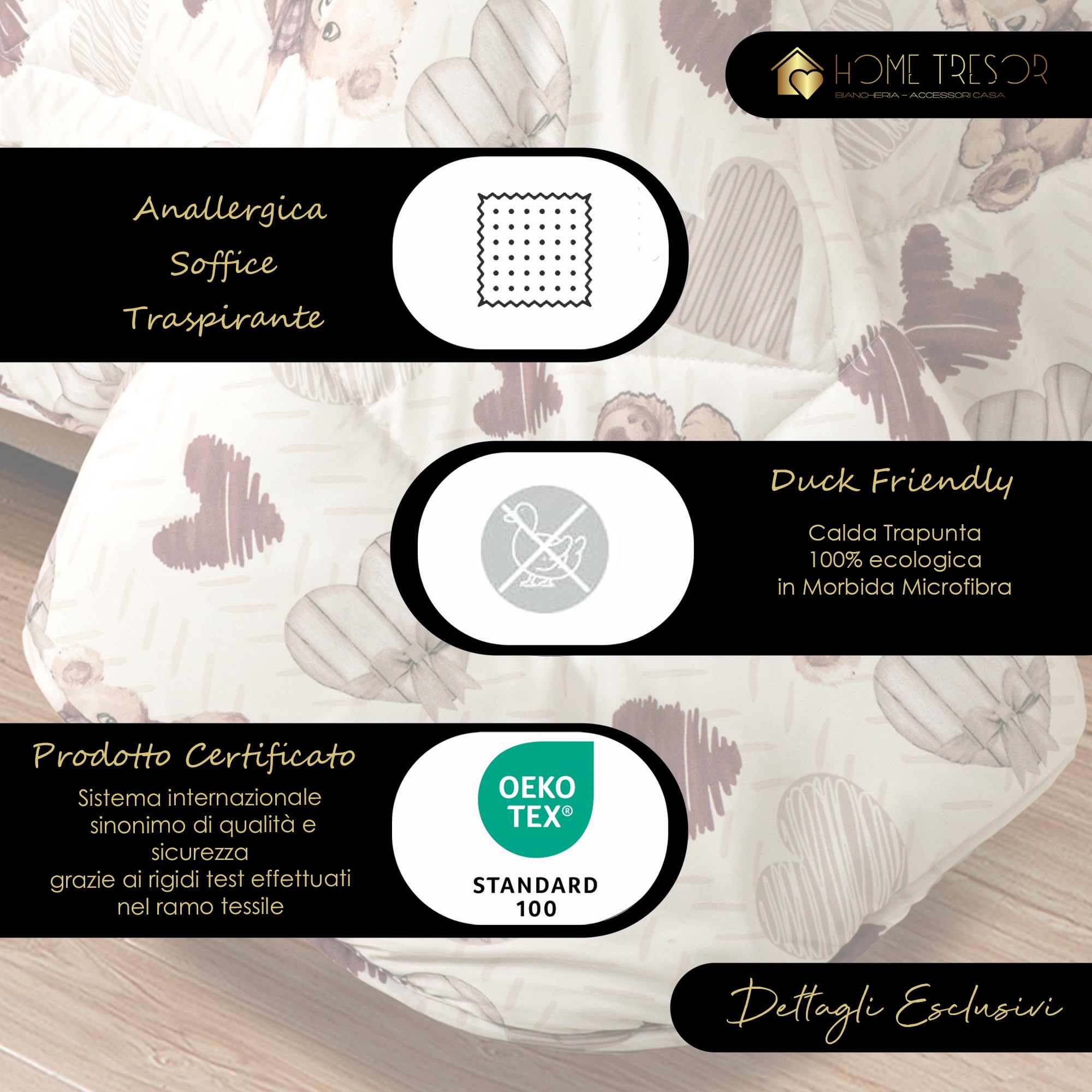 Home Tresor - Trapunta Invernale Matrimoniale Imbottita in Morbida Microfibra Piumone Letto Trapuntato Caldo Due Piazze 250 x 250 cm Autunno Inverno Coperta Fantasia Monella Abbracci d'Orsetto Beige