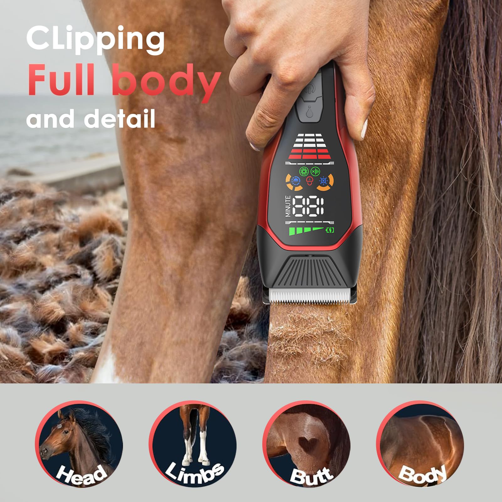 Horse Clippers Kit - Rechargeable & Quiet -4