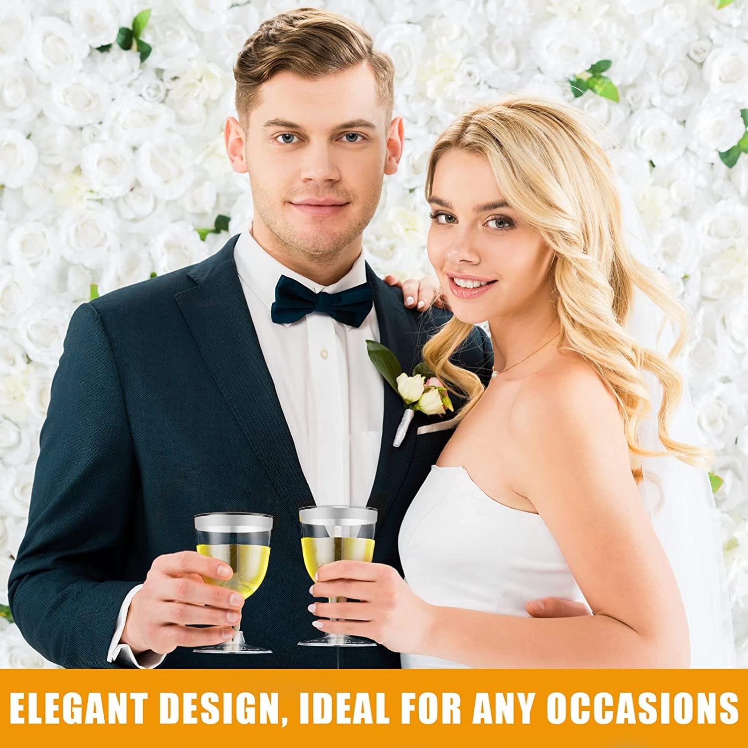 Silver Rimmed Wine Glasses - 50 Pack -6