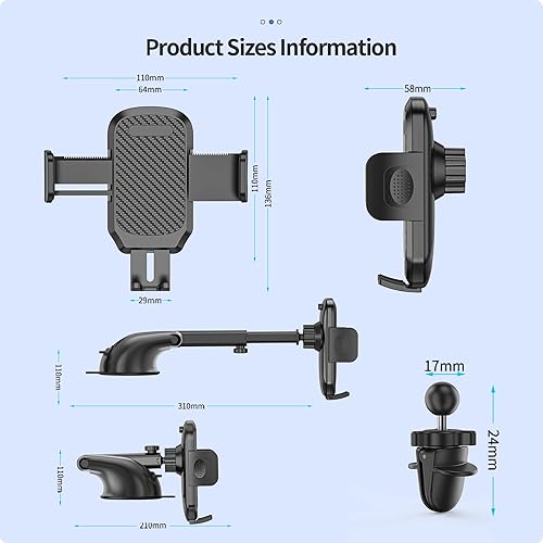 Miniatura 7 de Soporte para teléfono de automóvil, soporte para teléfono celular, salpicaderoparabrisasventilación de aire, antiagitación, manos libres, giratorio