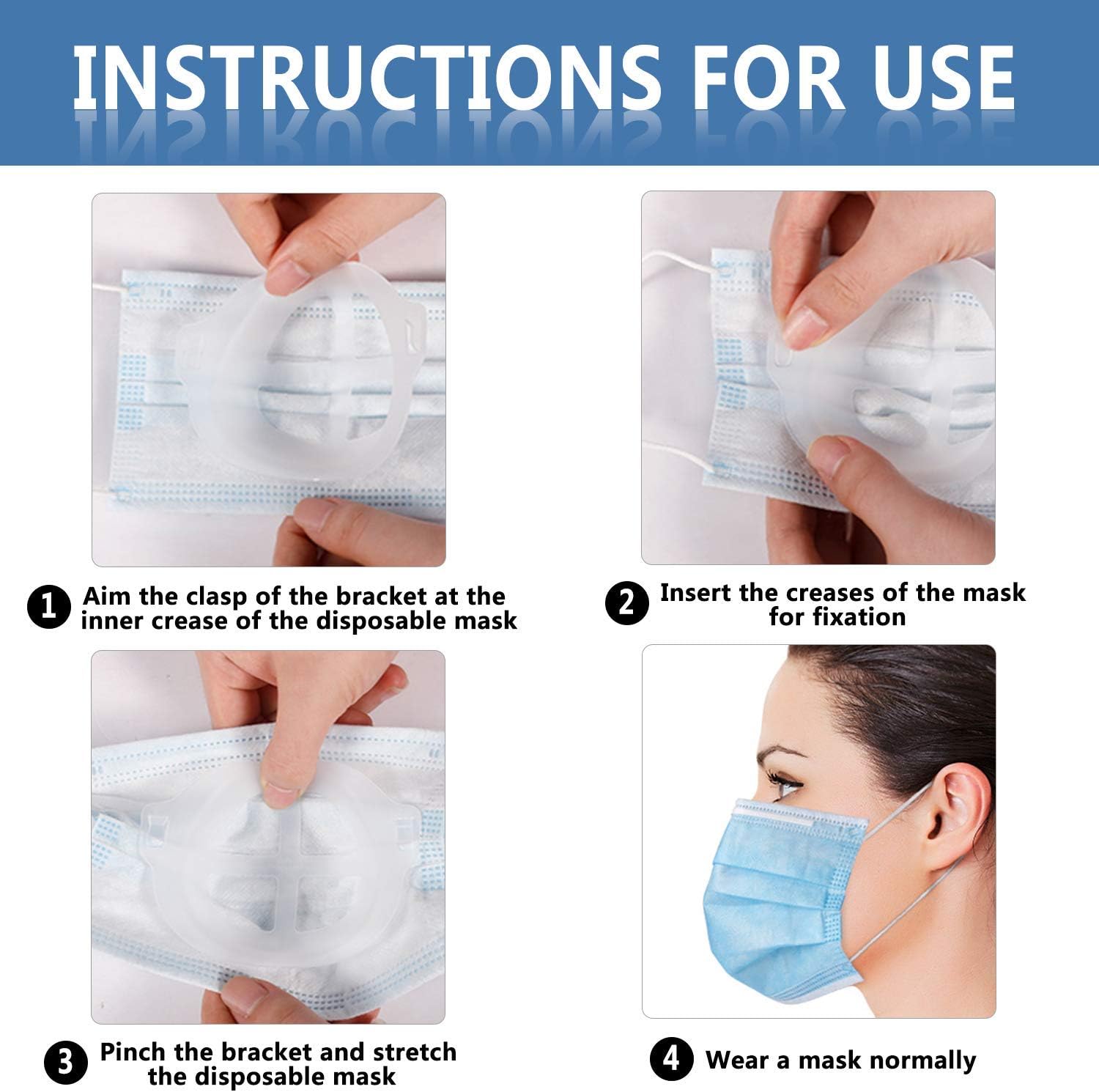 BRINCH 3D Bracket for Comfortable Mask Wearing | Silicone Mask Inner Support Frame Reusable Washable Translucent（3PCS, 5PCS, 10PCS, 15PCS） (5 PCS)