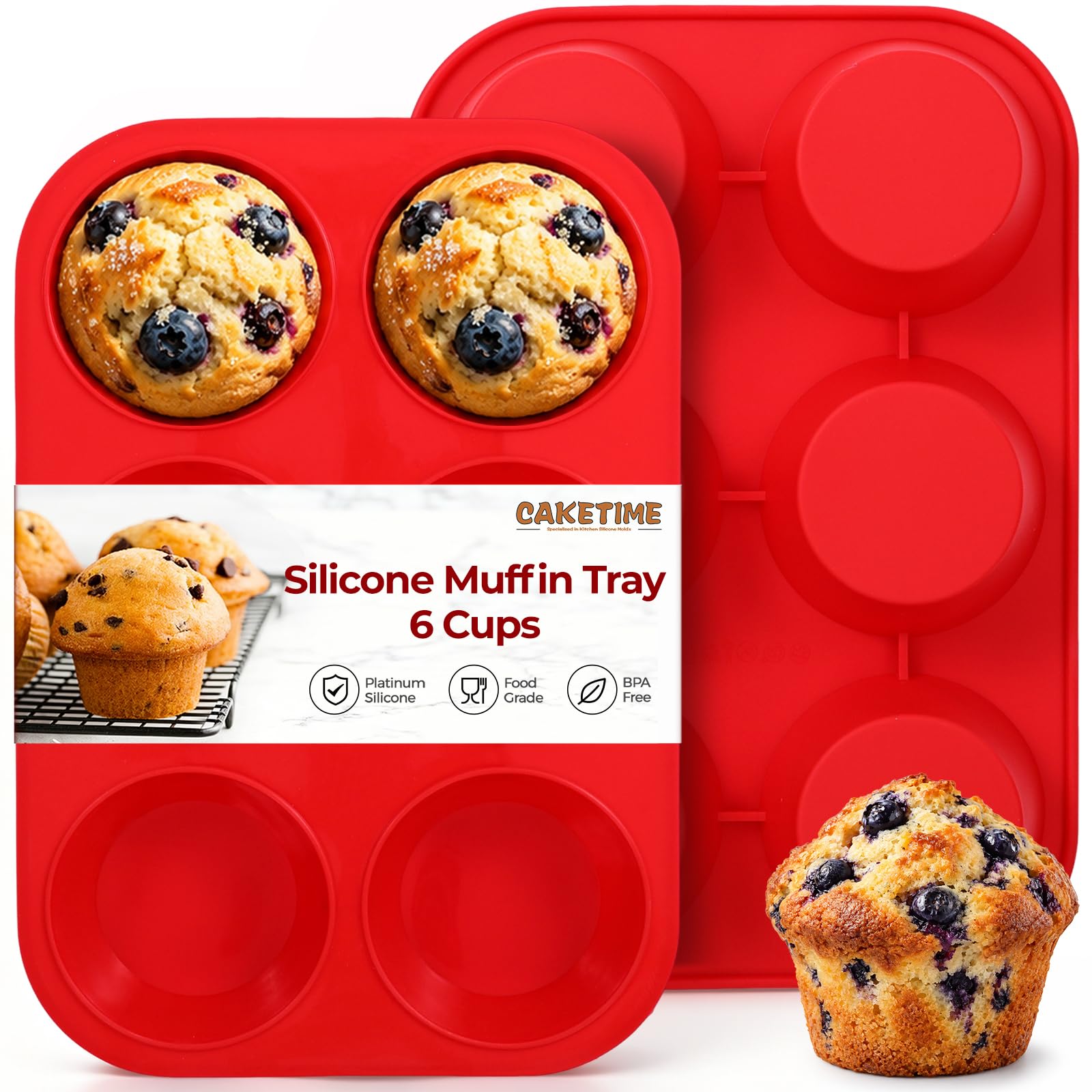 Yorkshire Pudding Tray, Silicone Large Muffin Tin, Non-Stick Baking Mould