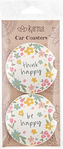 Miniatura 4 de Karma Gifts - Juego de 2 posavasos para automóvil, diseño bohemio, absorbente y absorbente