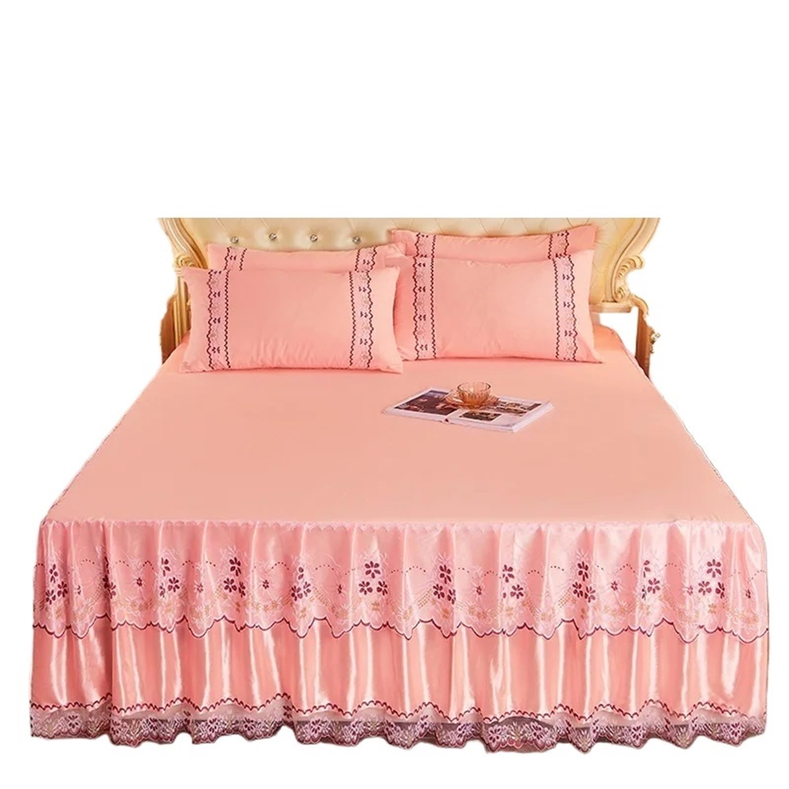 EJvkrbtx Ruffle Wrap Bedspread With Lace Bed Skirt, Solid, No Pillowcase, Multiple Sizes(Color 5,1PC 180cmx200cm)