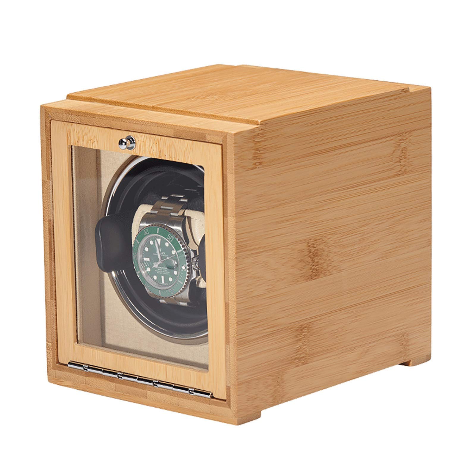 WMYYZYQ Watch Winder Watch Winders Bamboo Watch Shaker Single Watch Winder Mechanical Watch Automatic Winding Box Dual-Power Household Watch Watch Winder,Apricot-A