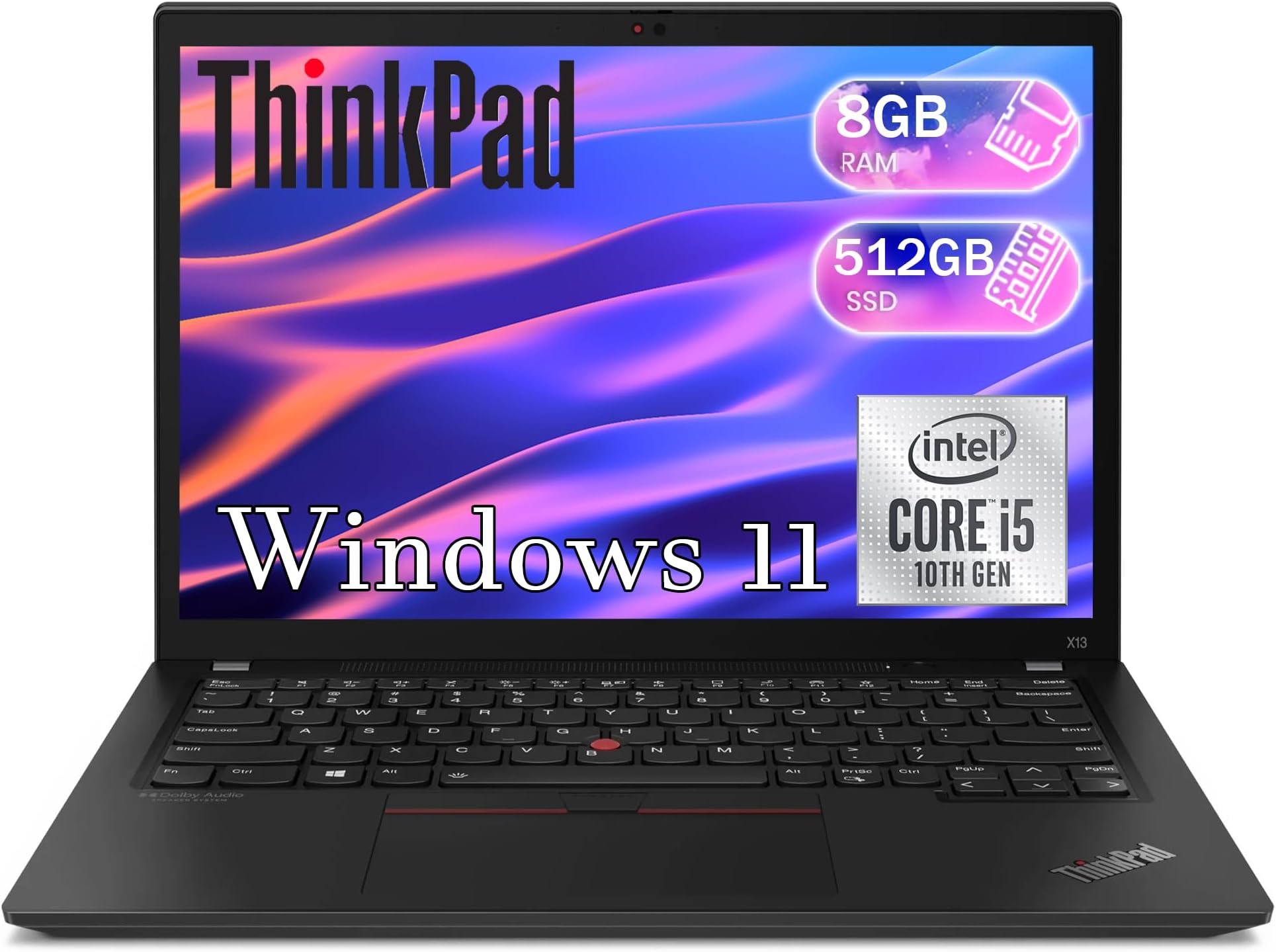 - Lenovo ThinkPad X13 FHD Notebook PC, 10th Gen Intel Core i5-10210U, 512GB SSD, 8GB RAM, HDMI, Thunderbolt, Japanese Keyboard, ThinkPad Laptop Win 11 (Renewed)