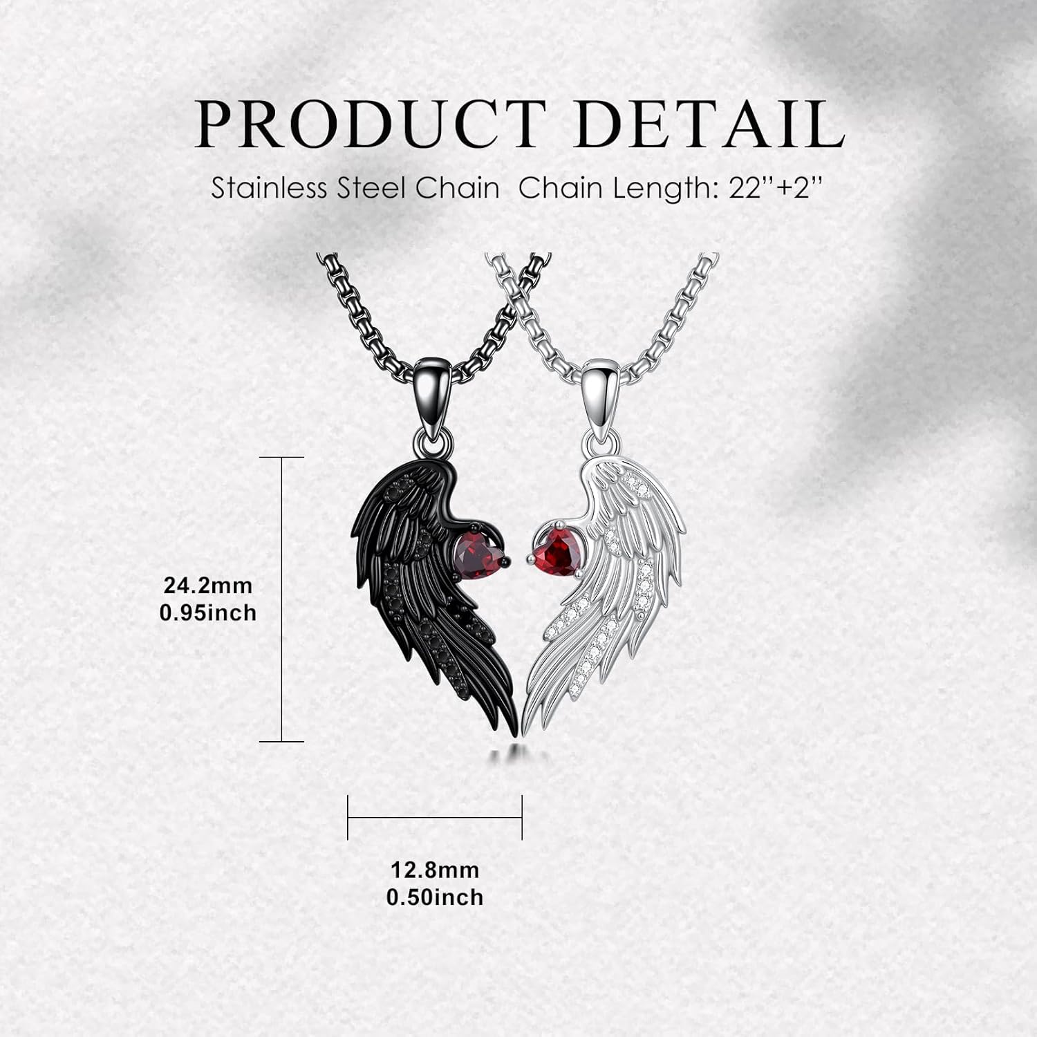 Angel and Devil Couples Necklace 925 Sterling Silver Angel Wings Necklace Pendant Matching Jewelry for Couples Her Him - Image 7