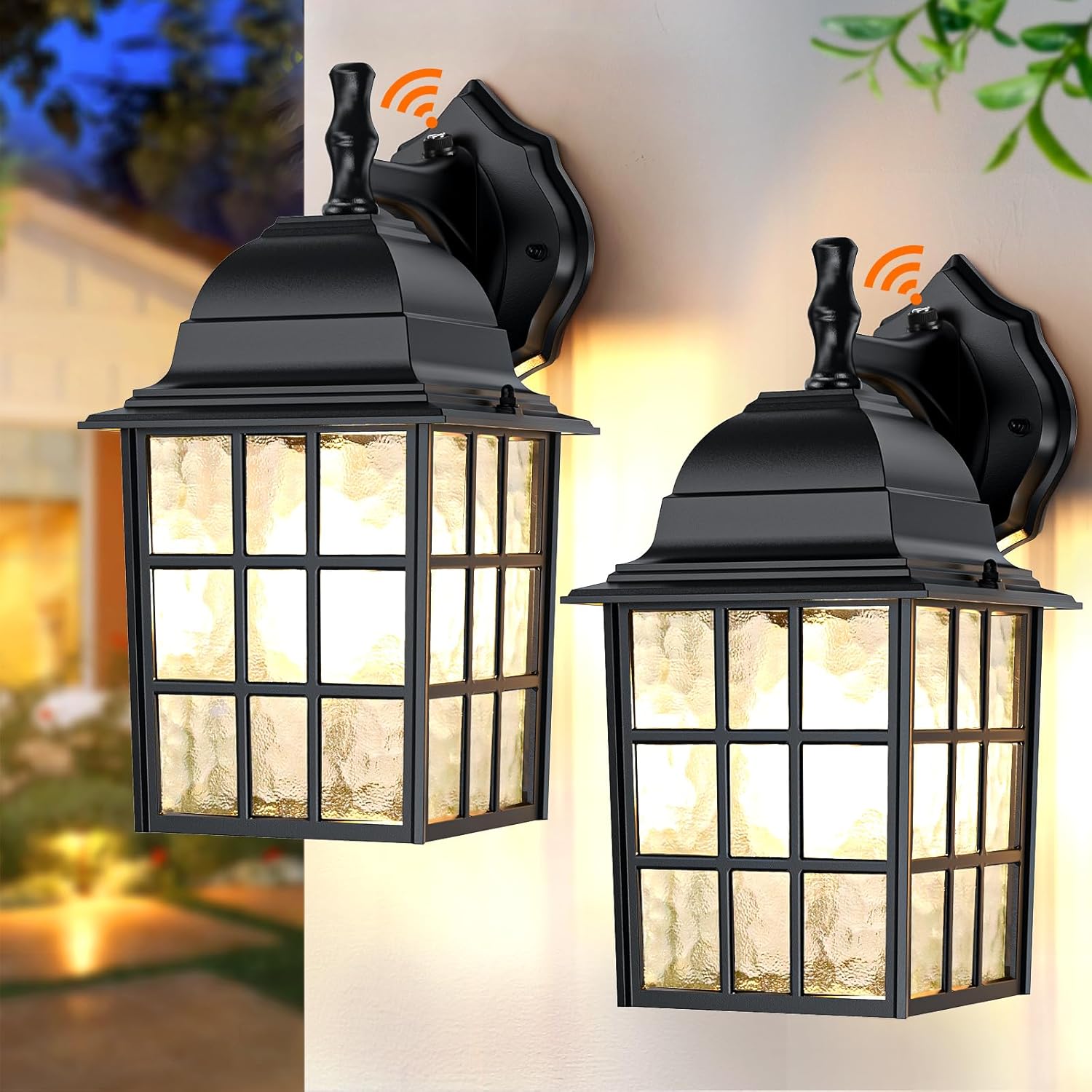 12'' Dusk to Dawn Outdoor Lights for House 2 Packs, Exterior Light Fixtures Porch Light Wall Mount, Waterproof Aluminum Outside Lights Sconce, Modern Outdoor Lighting Lanterns for Garage Patio, Black