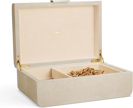 AERIN Large Modern Shagreen Jewelry Box - Wheat