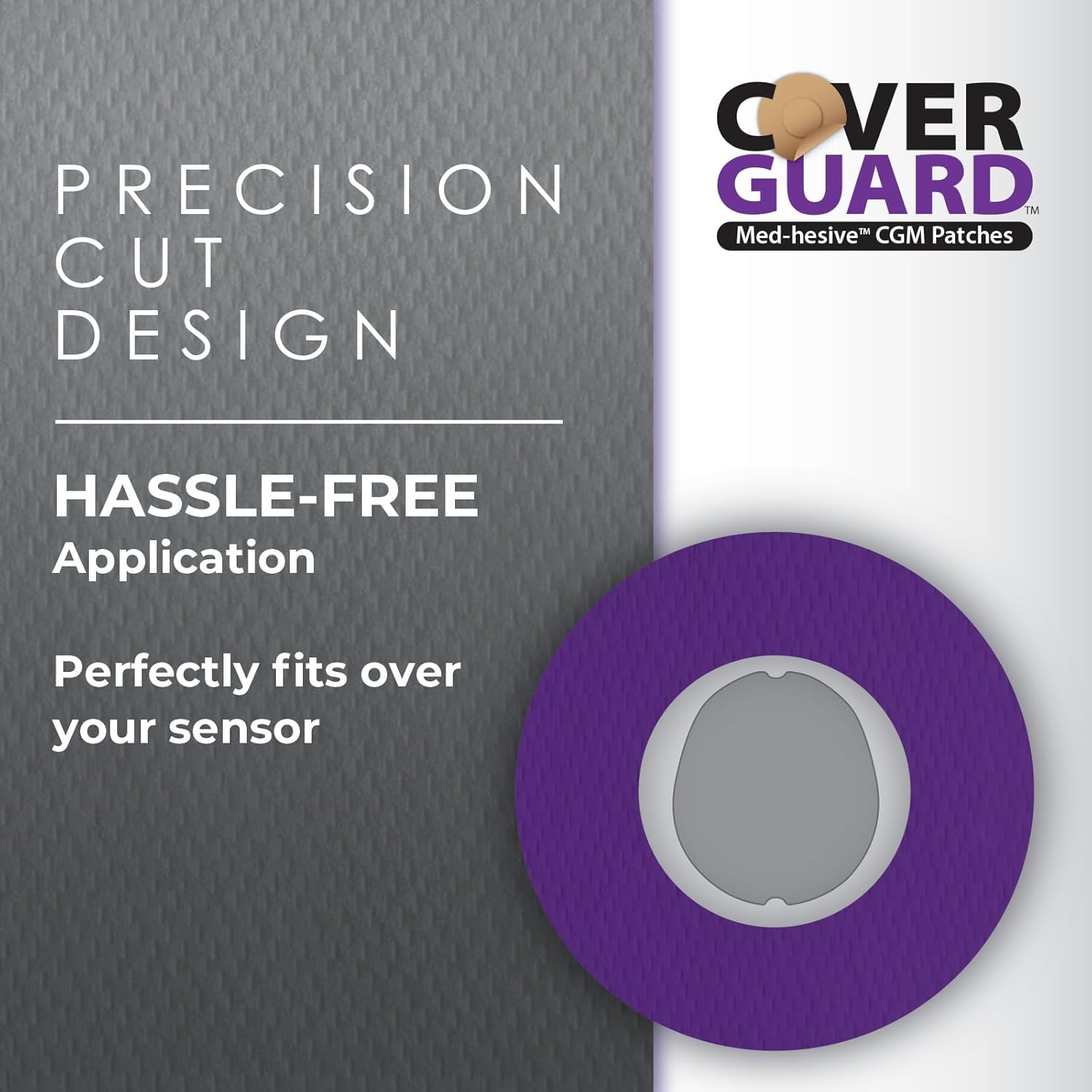 CGM Overpatch | Dexcom G7, Stelo | Purple Center-Cut Design| 25-Count | Waterproof Adhesive | Anti-Fray | Easy Application & Removal | Made in USA | Sensor Protection