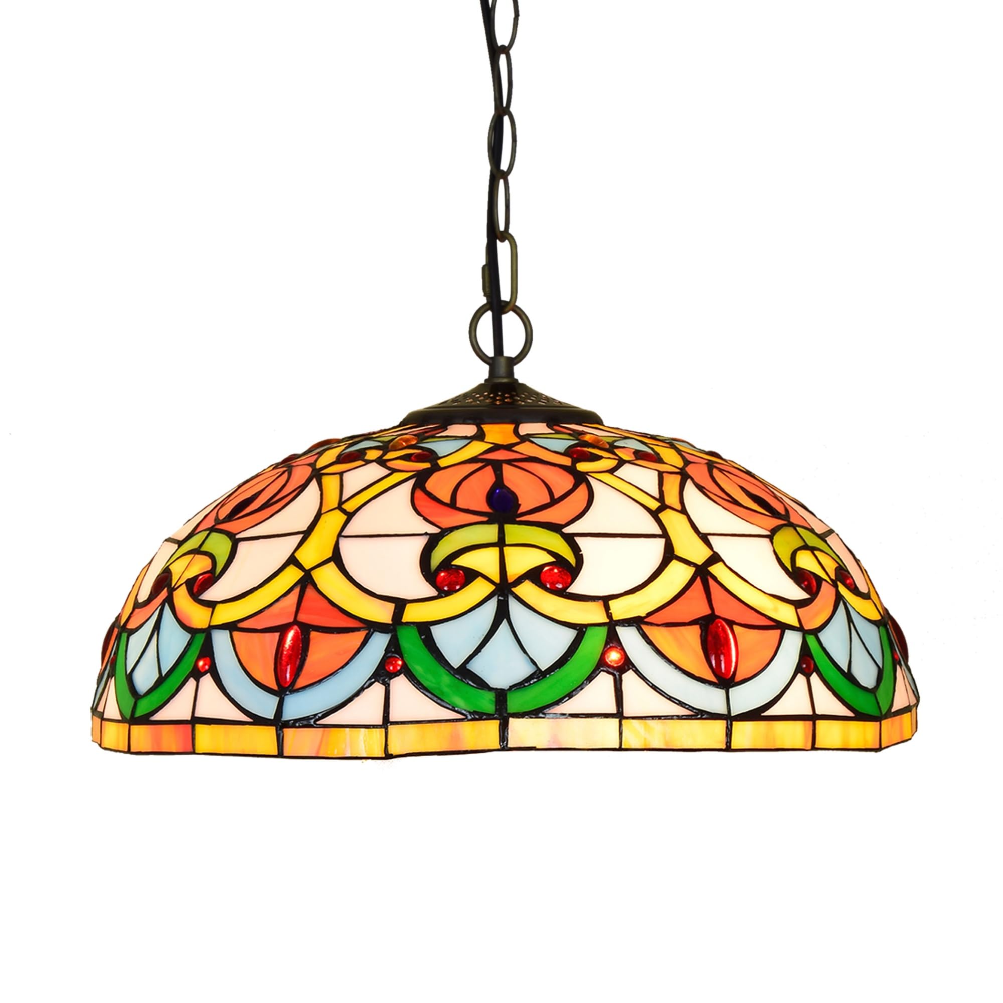Lustre Tiffany en vitrail artisanal de 40cm luminaire suspendu haut de gamme