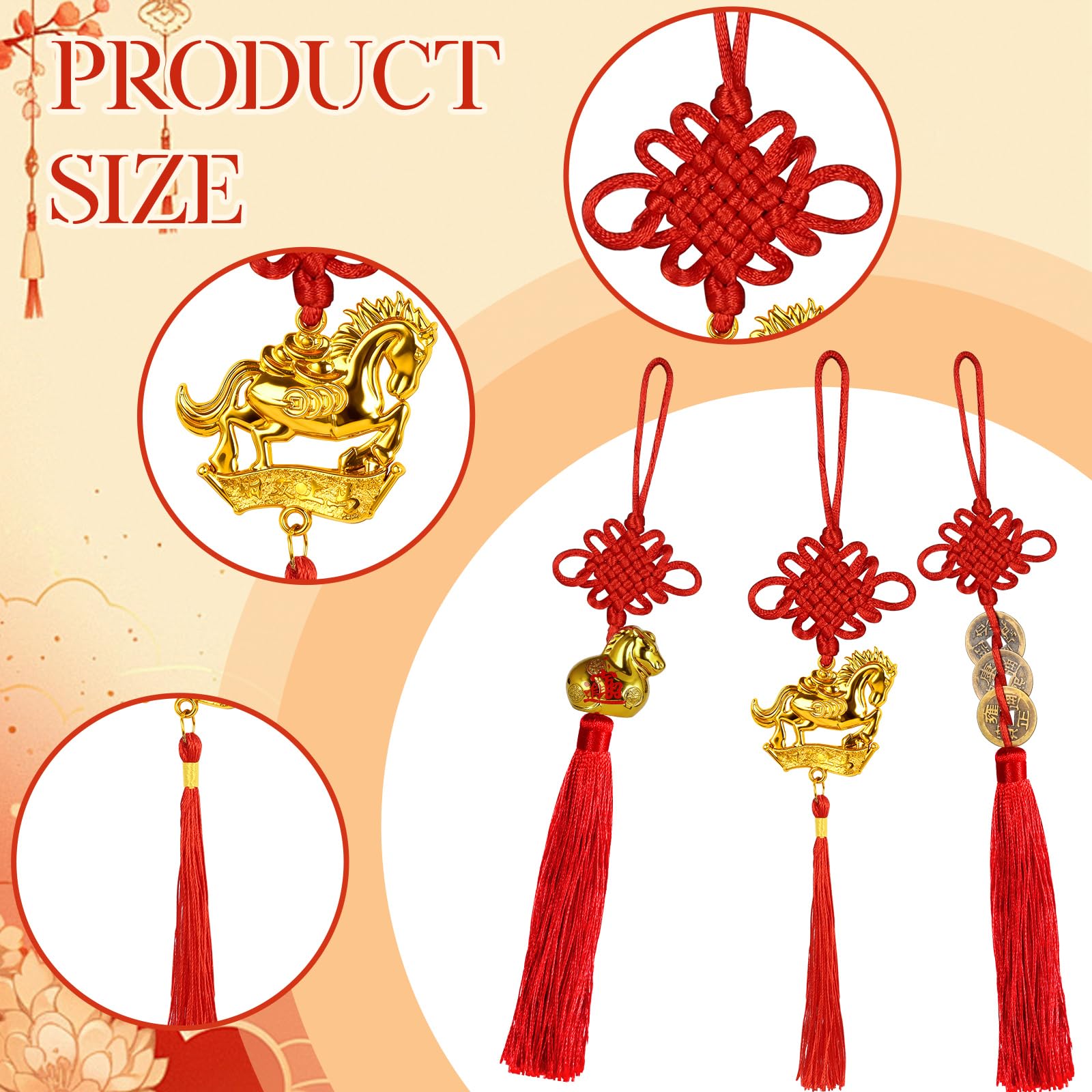 18 Pcs 2026 Chinese Year Horse Lucky Charms Red Hanging Chinese