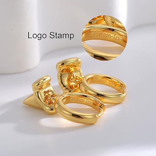 Miniatura 6 de 14K Gold Plated Drop Earrings-Medium Huggie Hoop Charm Earrings Lightweight Dangle Earrings for Women-Summer Beach Jewelry Hypoallergenic Gift for