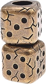 Brass Cube Dice Paracord Beads,2PCS Retro EDC Tools Lucky Charms Pendant for Knife Lanyard