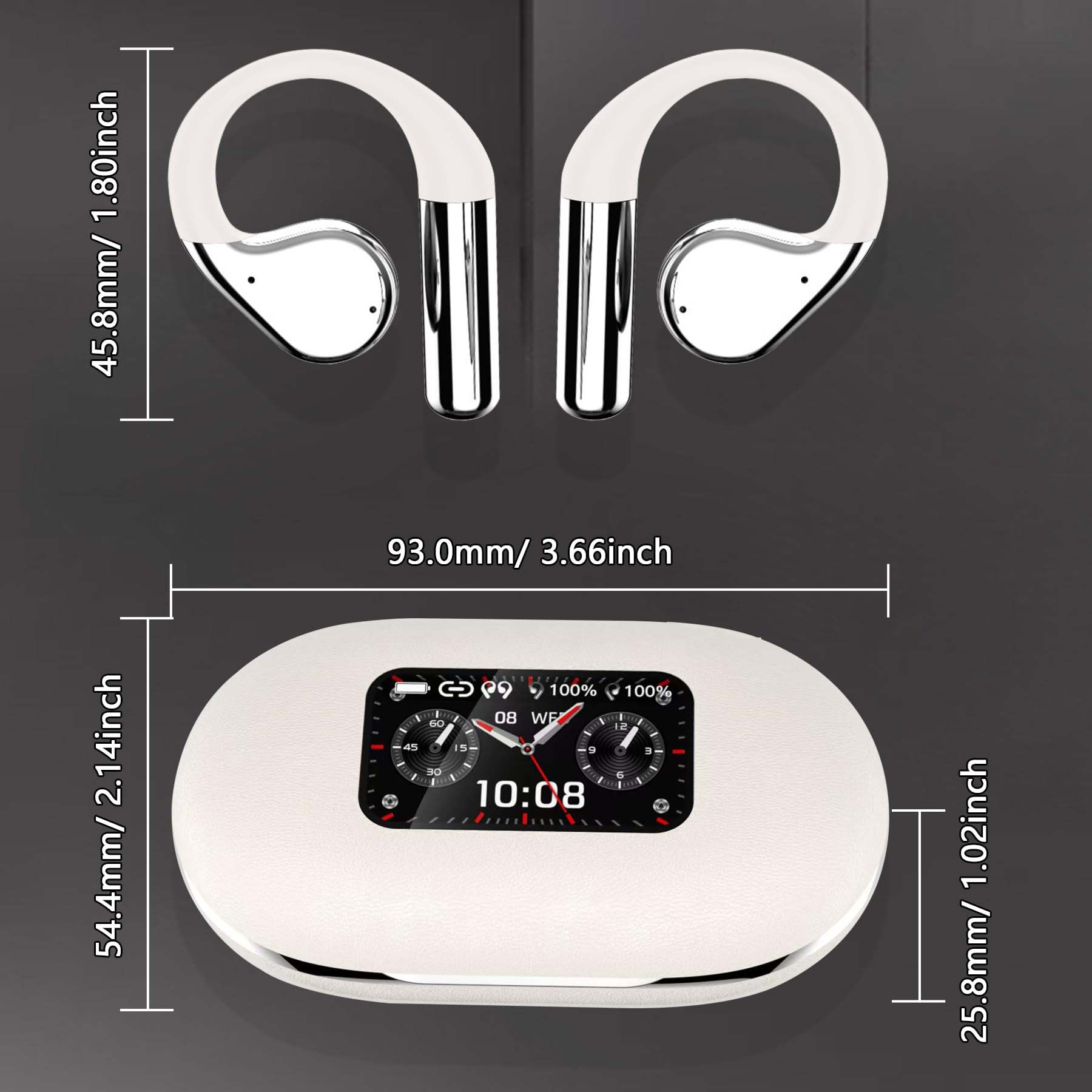 Bezprzewodowe słuchawki Bluetooth Fourmor z ekranem dotykowym, redukcją szumów ENC, douszne, długi czas czuwania, Bluetooth 5.3, wodoodporność IPX7, kompatybilne z systemami iOS/Android/Windows