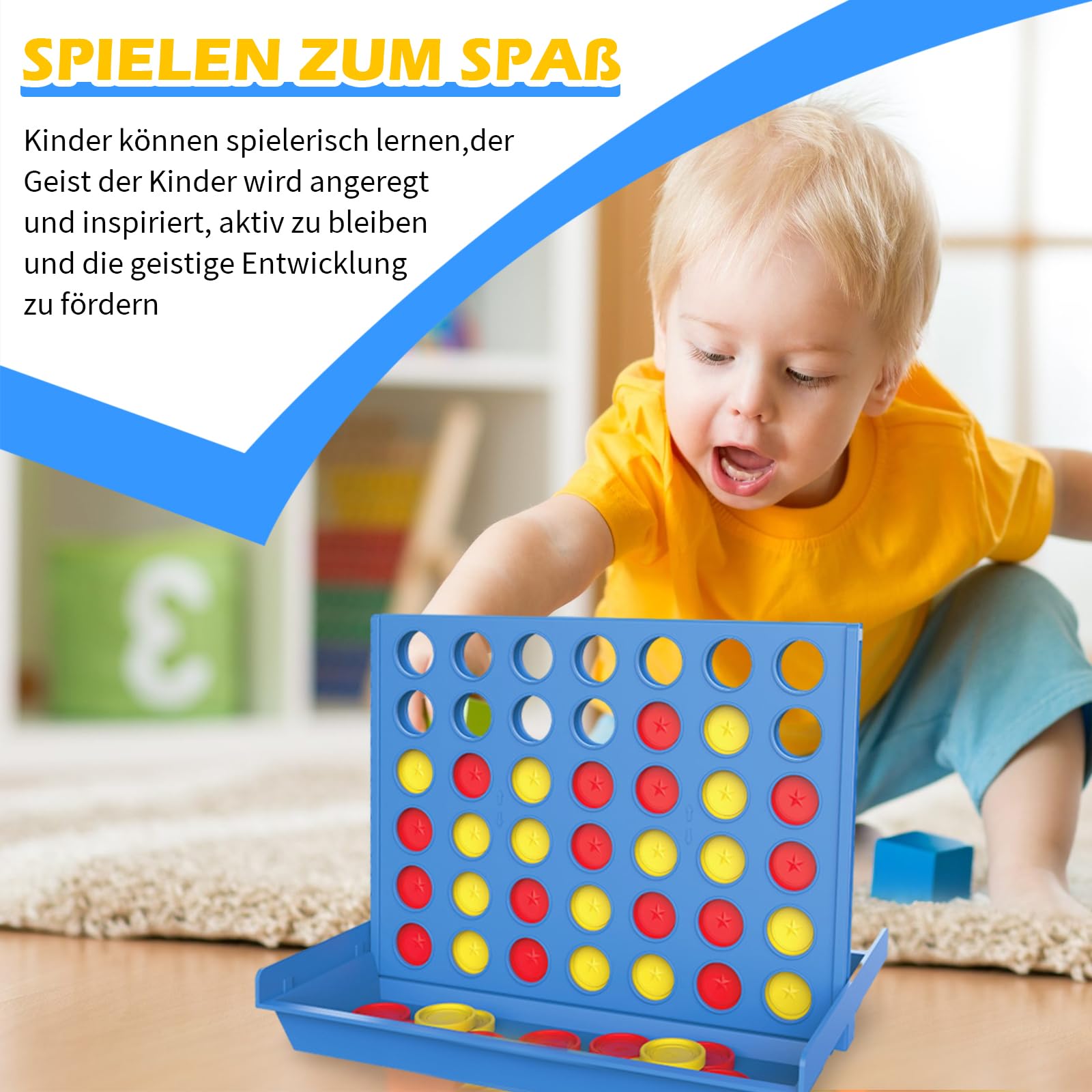 Chennyfun Vier Gewinnt Reisespiel – Brettspiel Für Kinder, Strategie, 4 In Einer Reihe