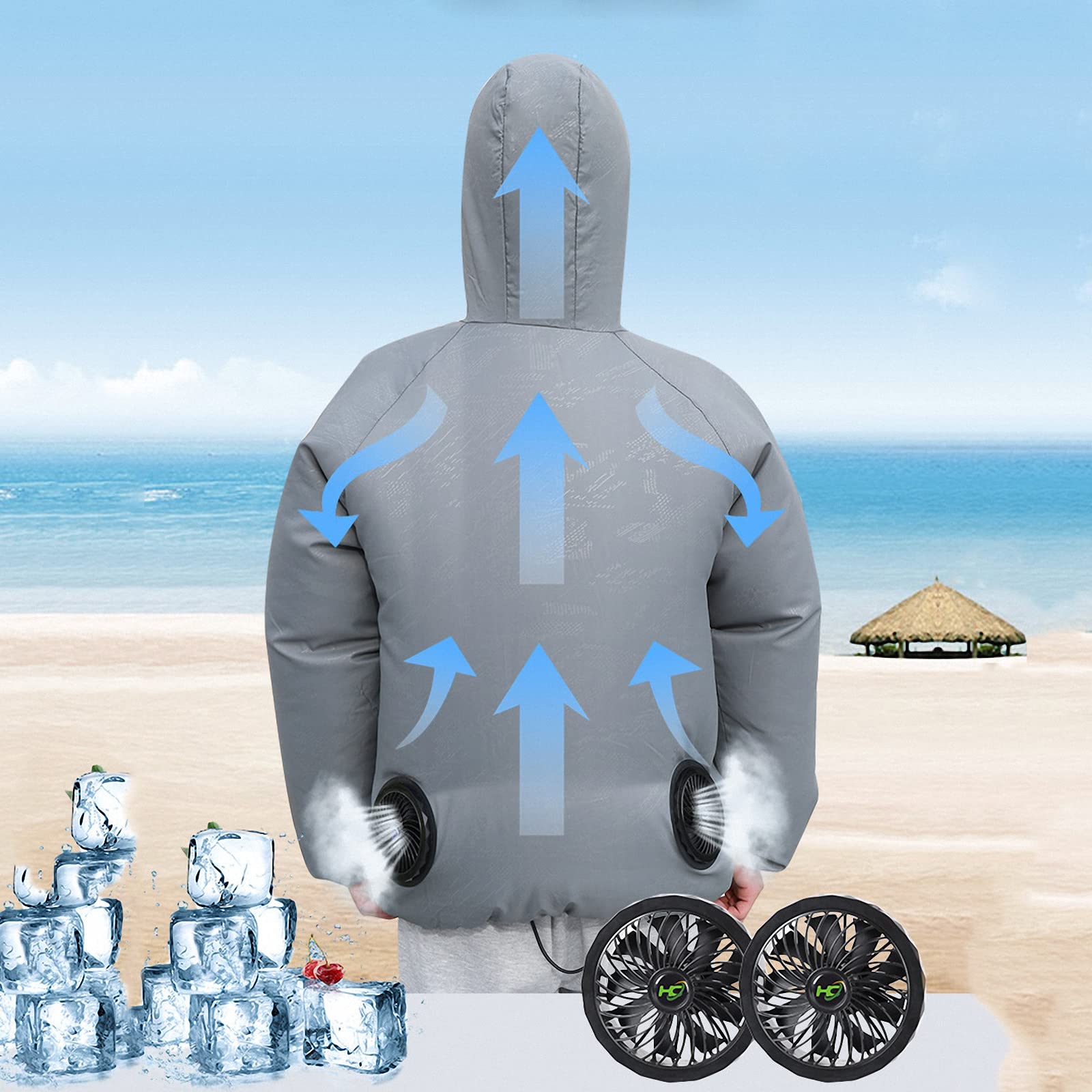 Letnia chłodząca klimatyzacja odzież robocza, outdoorowa kurtka chroniąca przed słońcem, odzież wentylatora ładującego USB - power bank nie jest dołączony