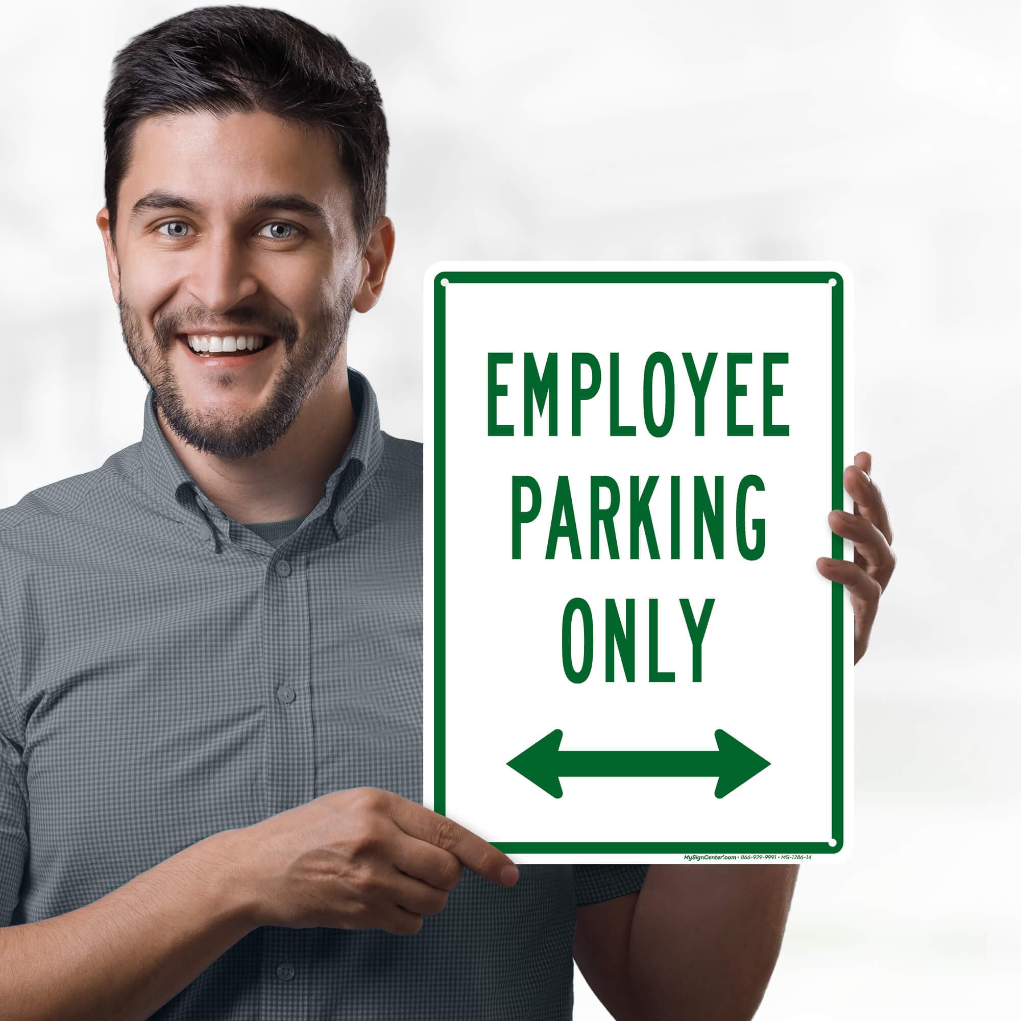 Employee Parking Only Sign, 10x14 Inches, 55 mil thick HDPE (high density polyethylene), Made in USA by My Sign Center