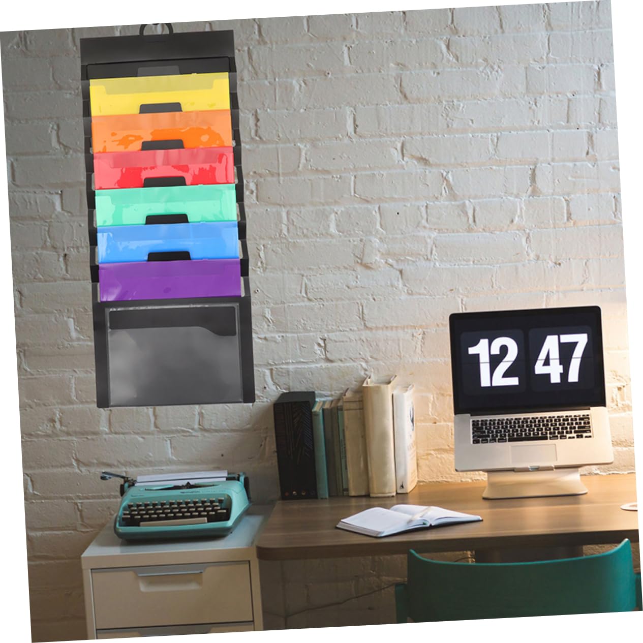 SEWACC Organiseur Mural pour Dossiers 2 Pièces en PP Noir, Pliable