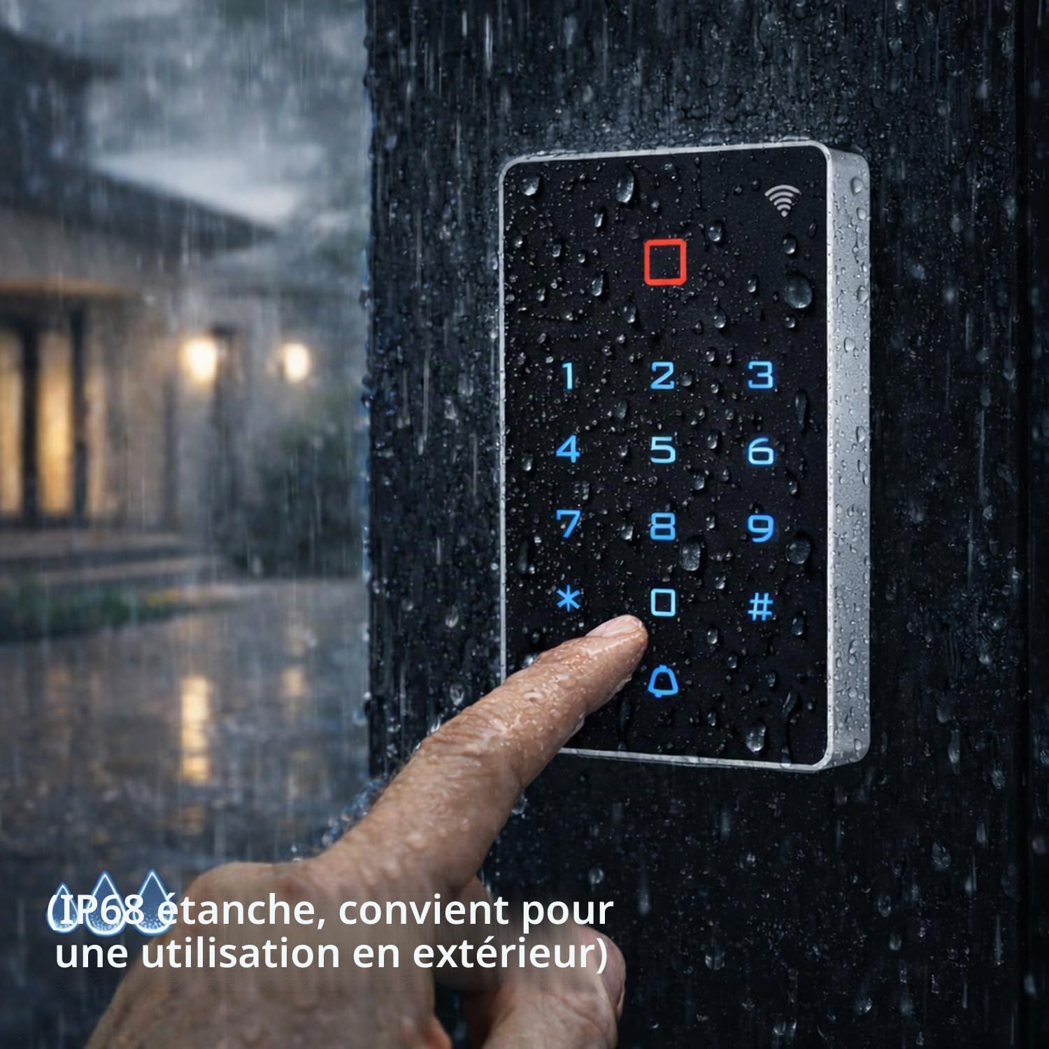 Contrôle d’accès WiFi Tuya RFID – Clavier à Code Tactile rétroéclairé IP68, Lecteur RFID 125kHz, Clavier Autonome intérieur et extérieur pour Porte et portillon, WG26/WG34, DC12V, avec 10 Badges(7)