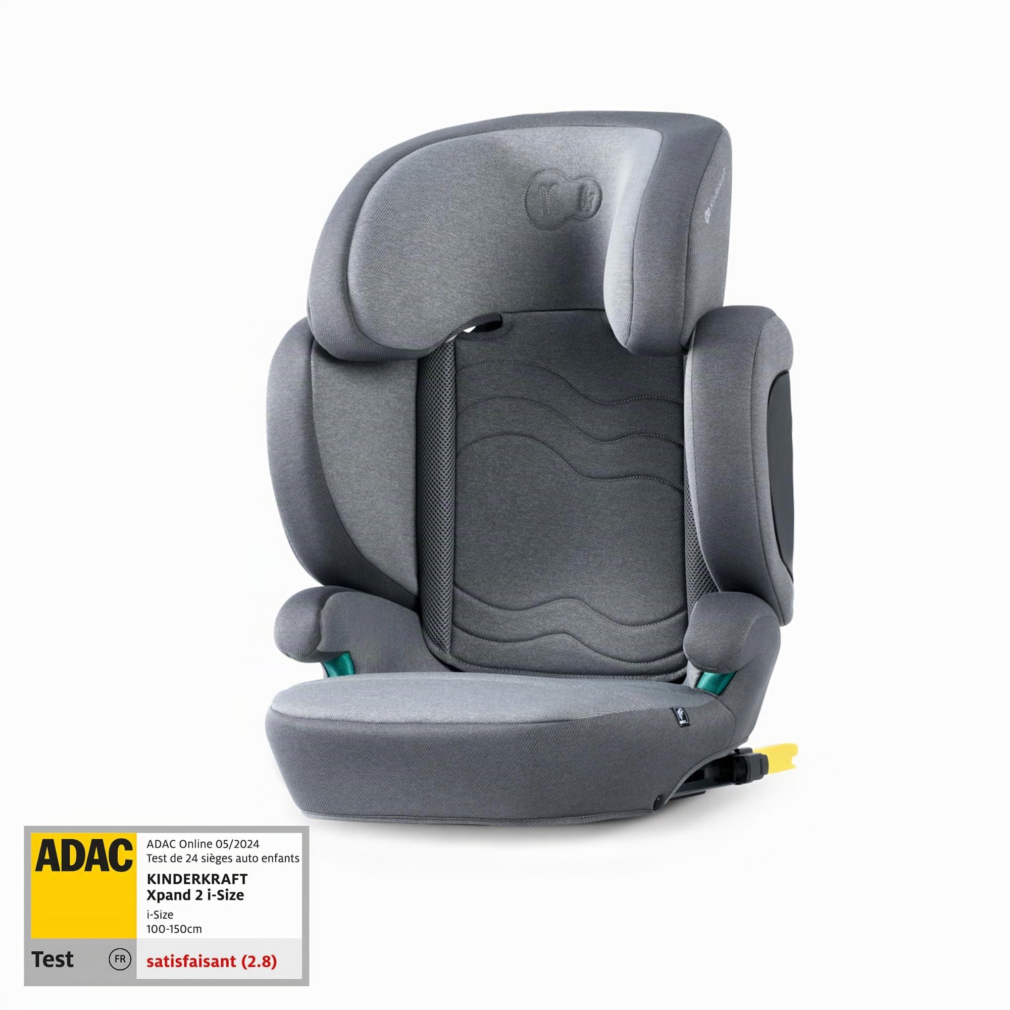 Kinderkraft XPAND2 I-Size, Siège Auto Isofix, Groupe 2/3 (15-36 kg), Réhausseur, Gris