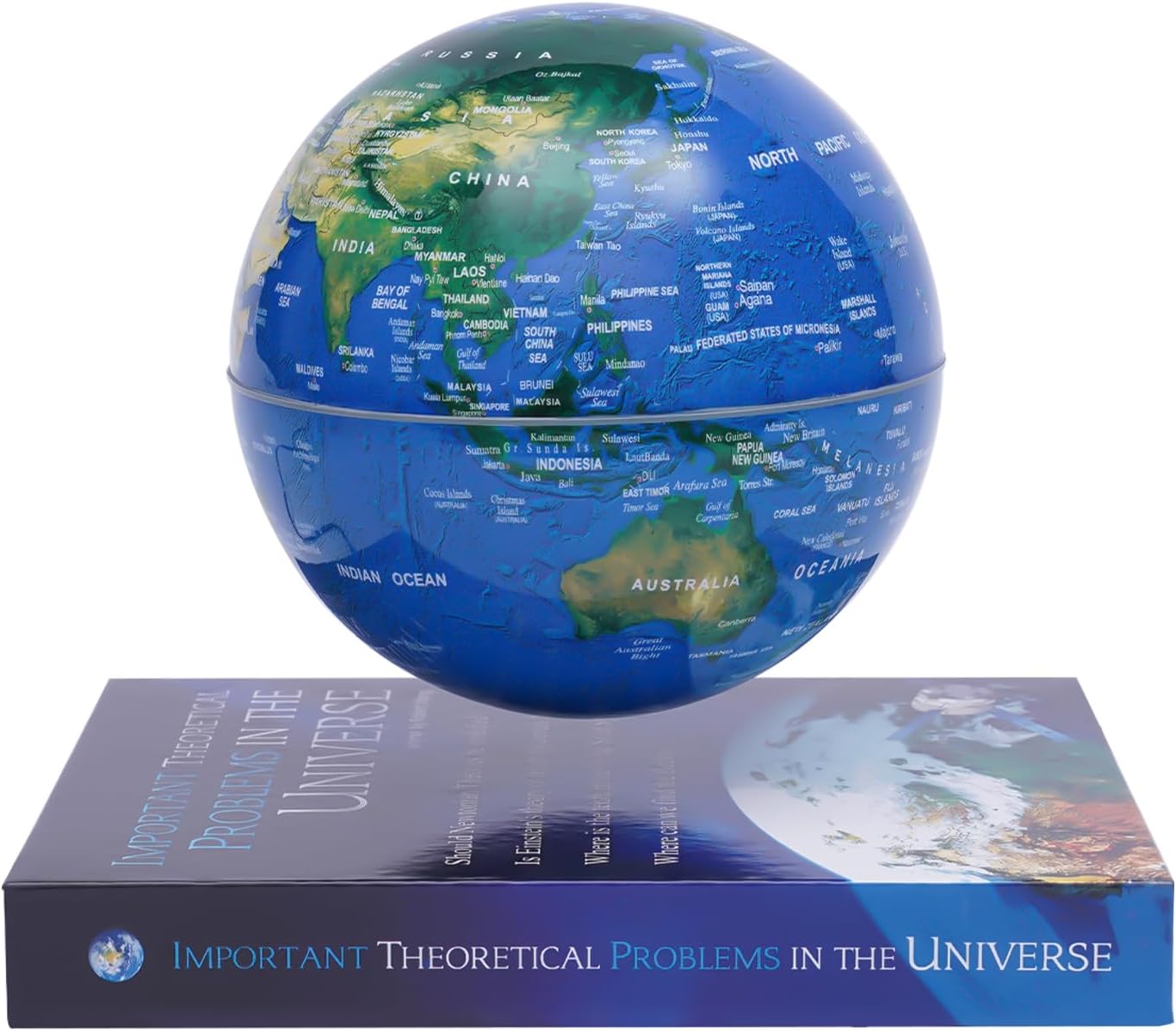 Floating Globe Lamp, 6" Magnetic Levitating Floating Globe 360 Rotating World Map Light with LED Light for Home Office Desk Decor, Creative Educational Gifts (Dark Blue, Book Base)