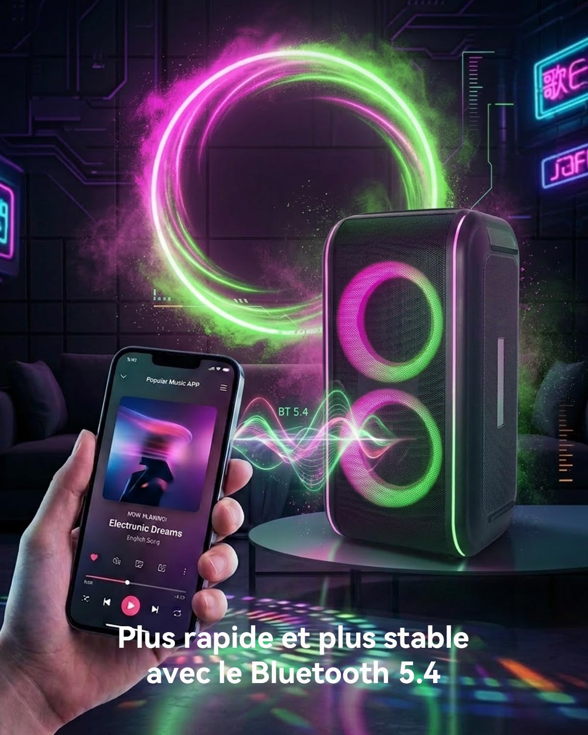 GKD62 Machine Karaoké, Enceinte Bluetooth 400W avec 2 Micros Sans Fil