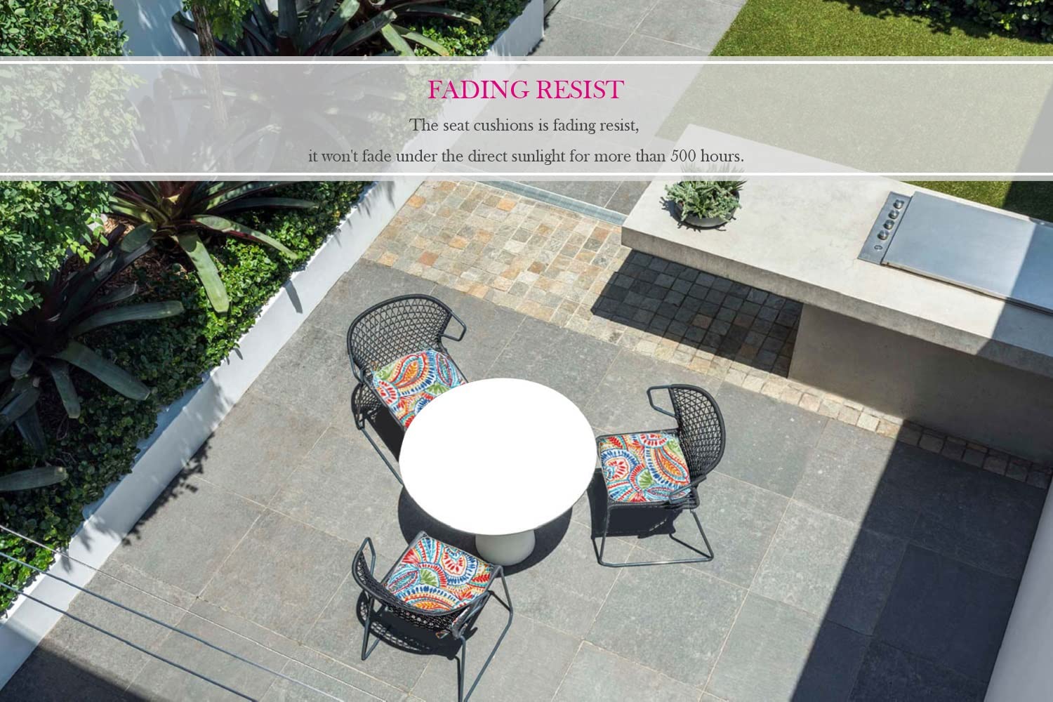 Fabritones Outdoor Seat Cushions Paisley Set of 2 Patio Chair Cushions with Ties 18x19 Inch Square Chair Pads